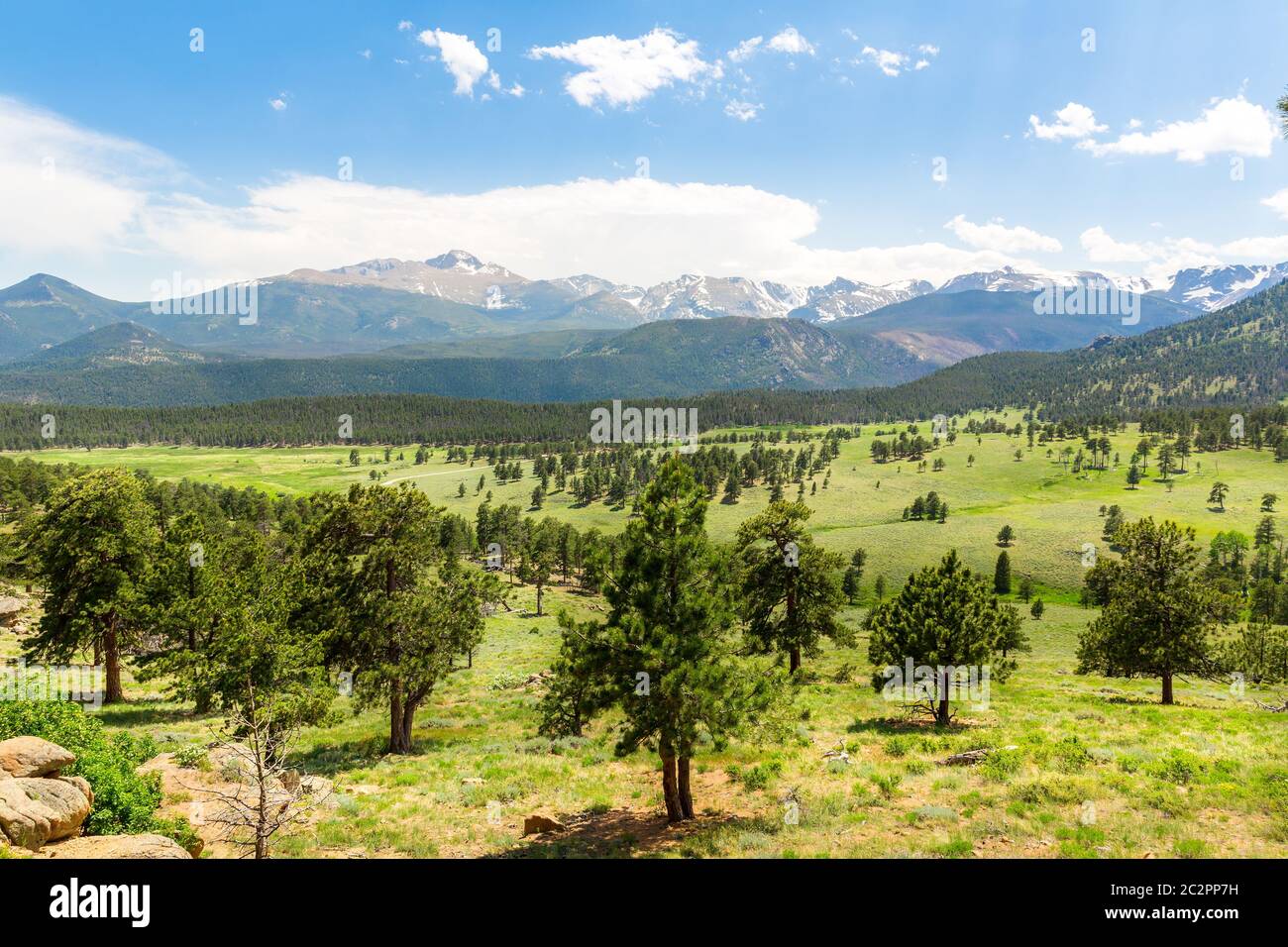 Il paesaggio del Parco Nazionale delle Montagne Rocciose vista panoramica, Colorado, STATI UNITI D'AMERICA Foto Stock