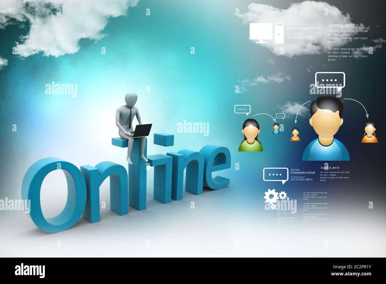 Online il concetto di lavoro Foto Stock