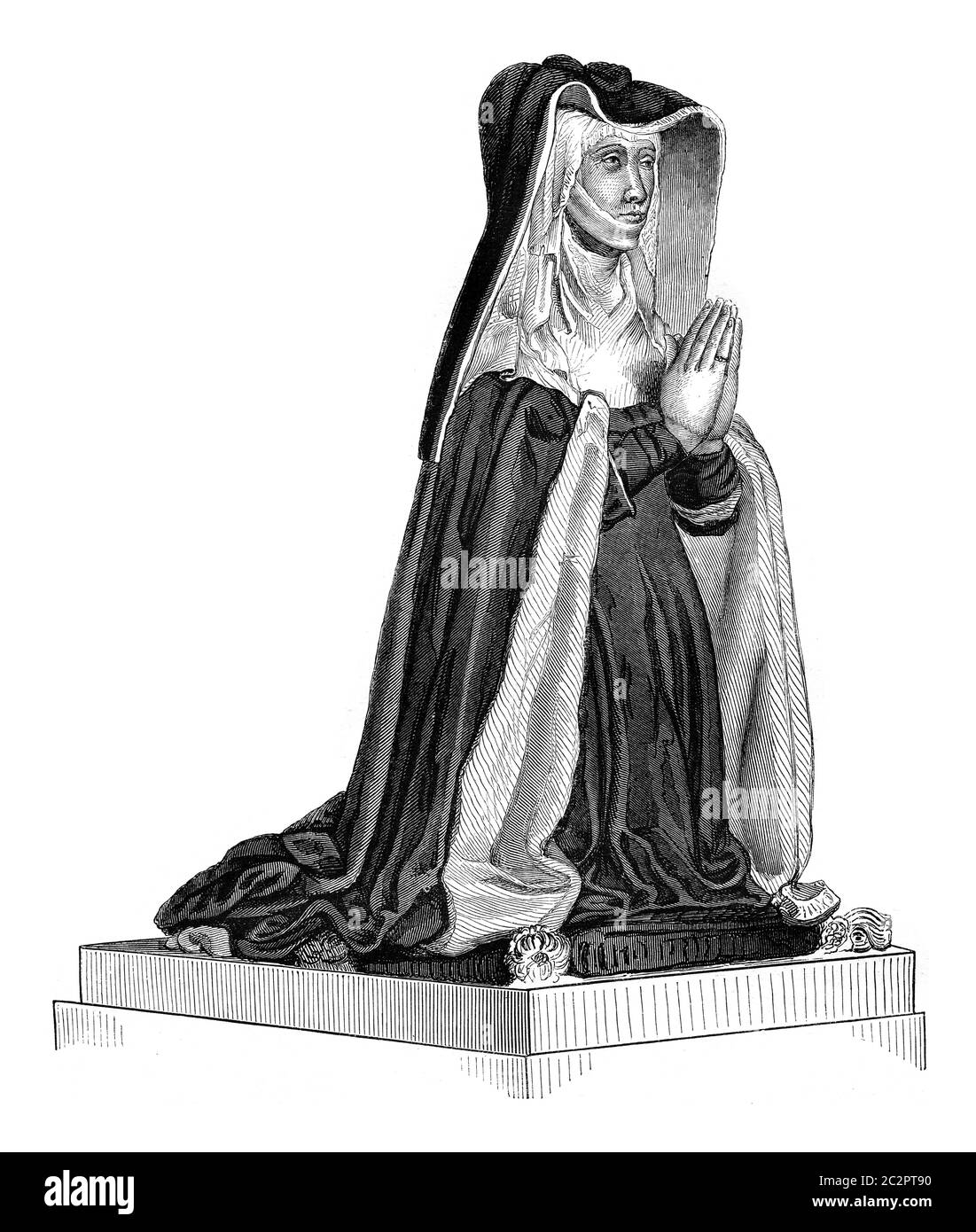XV secolo, Michelle de Vitry, vedova Jouvenel Orsini, illustrazione d'annata incisa. Magasin Pittoresque 1847. Foto Stock