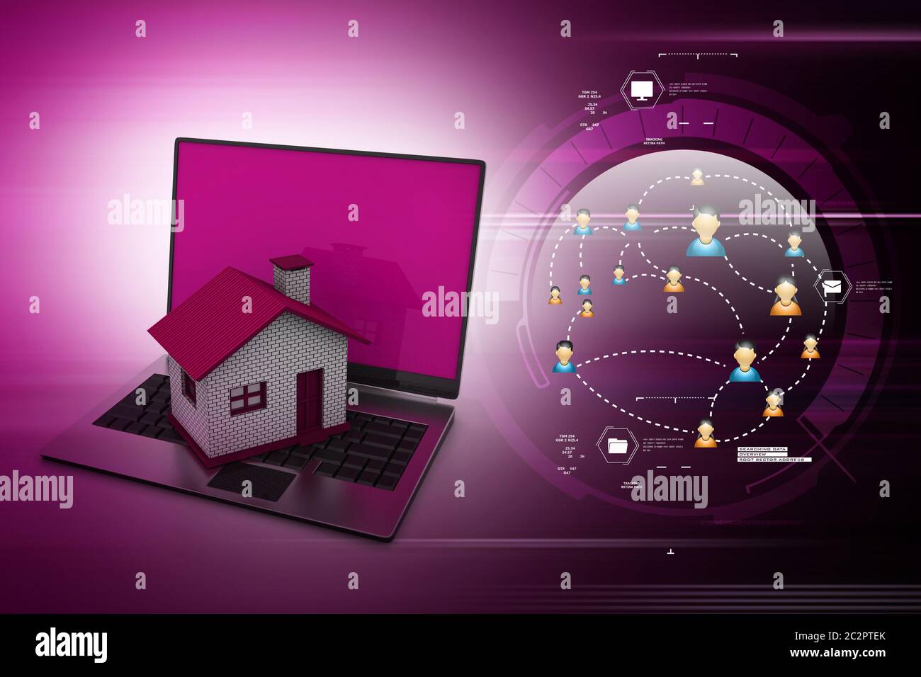 Immobiliare di concetto con il computer portatile Foto Stock