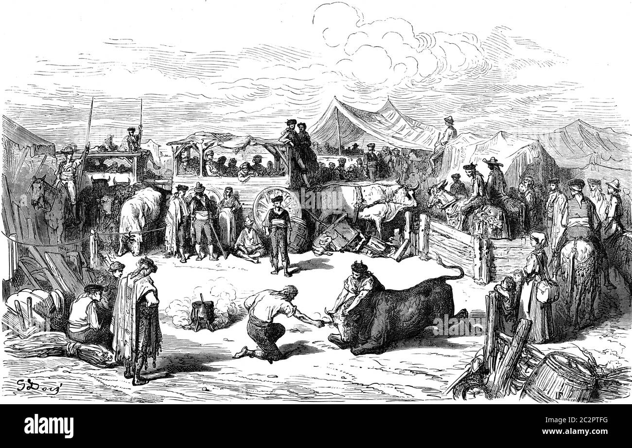 Un herralero vicino alle rive del Guadalquivir, annata illustrazione incisa. Le Tour du Monde, Travel Journal, (1872). Foto Stock