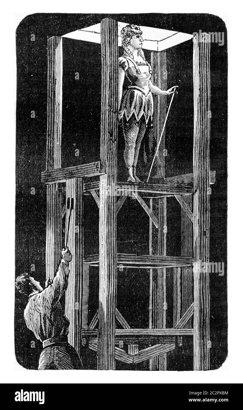 Funzionamento di un portello, Vista presa sotto l'Opera, illustrazione vintage incisa. Enciclopedia industriale E.-O. Lami - 1875. Foto Stock