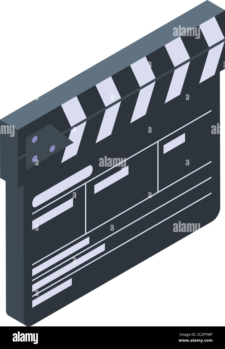 Icona del clapper di produzione, stile isometrico Illustrazione Vettoriale