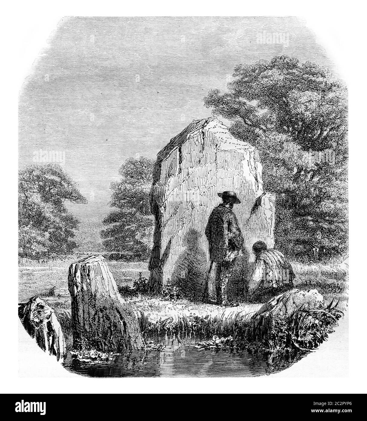 La pietra crescente, illustrazione d'annata incisa. Magasin Pittoresque 1857. Foto Stock