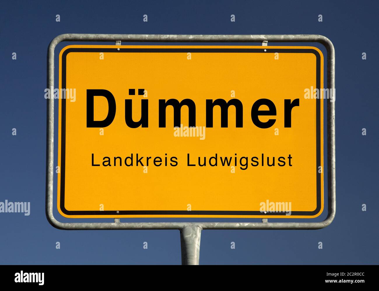 I limiti della città sono il segno di Dümmer, Ludwigslust, Meclemburgo-Pomerania occidentale, Germania, Europa Foto Stock