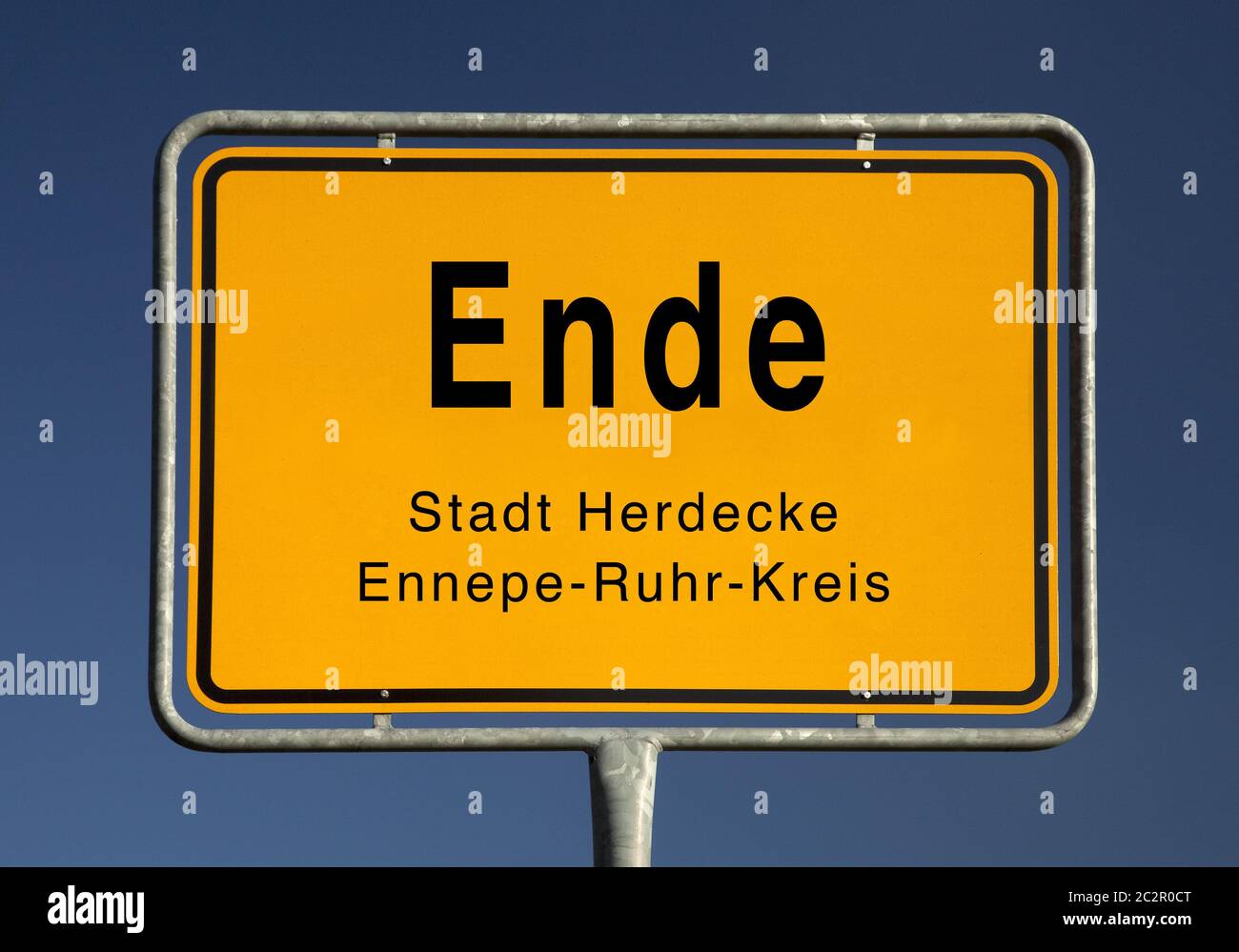 Segno dei limiti della città di Ende, distretto Herdecke, distretto Ennepe-Ruhr, Renania Settentrionale-Vestfalia, Germania Foto Stock