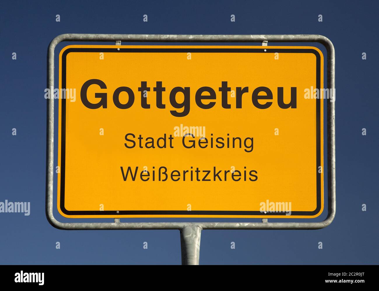 Simbolo dei limiti della città, Gottgetreu o Hilary, Geising, distretto di Weißeritzkreis, Sassonia, Germania, Europa Foto Stock