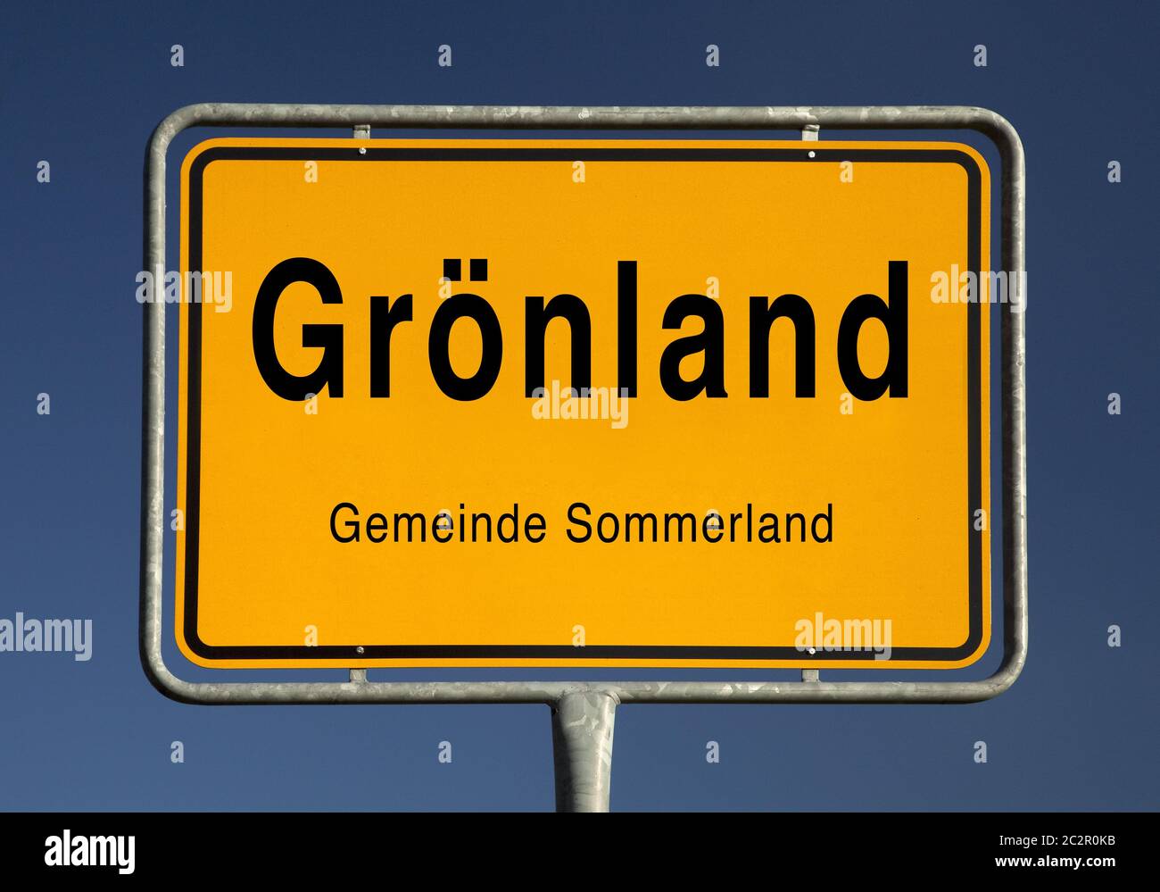Cartello d'ingresso della città di Groenland, parte del comune di Sommerland, Kreis Steinburg, Germania Foto Stock