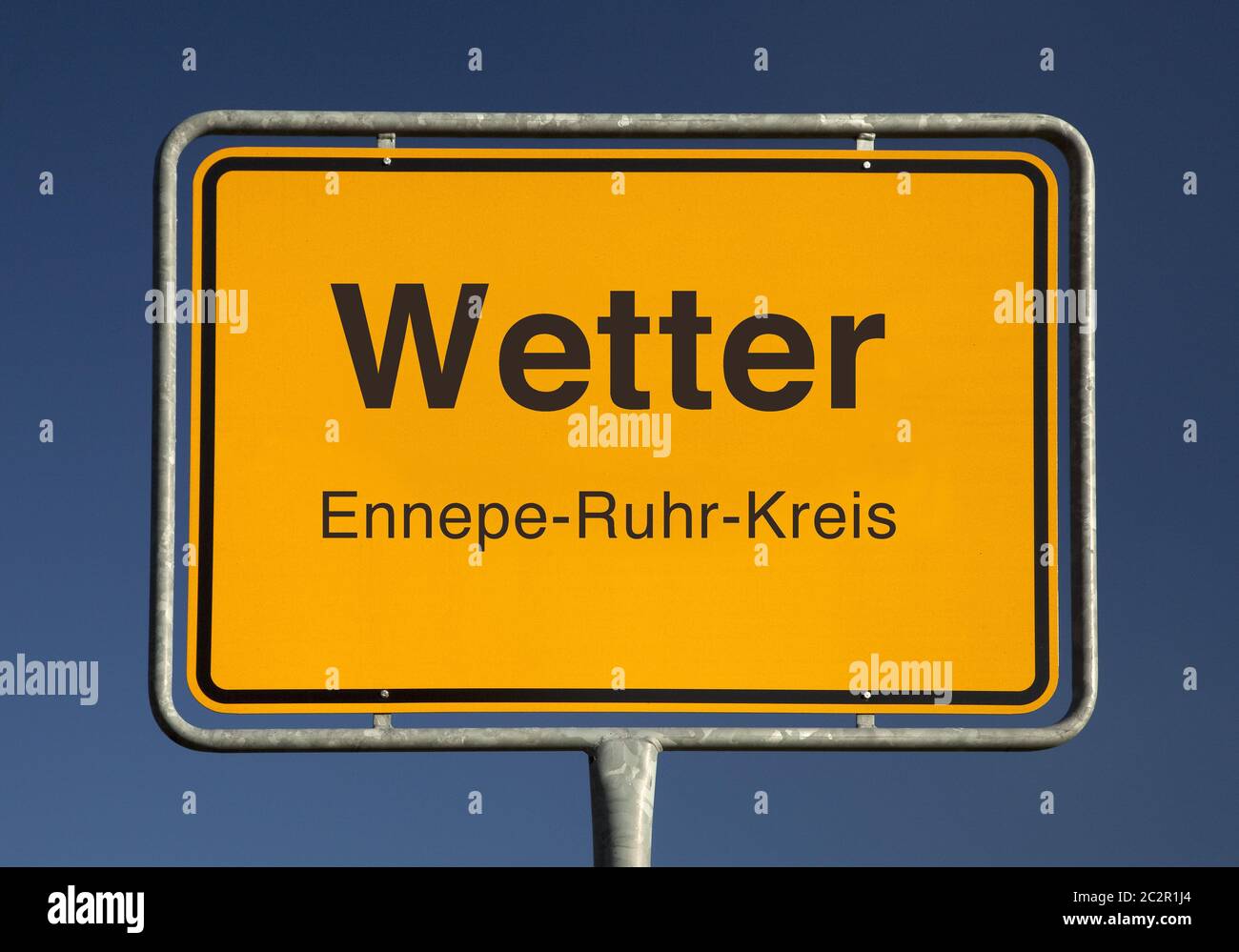 Cartello dei limiti della città, Wetter o meteo, quartiere Ennepe-Ruhr, Nord Reno-Westfalia, Germania, Europa Foto Stock