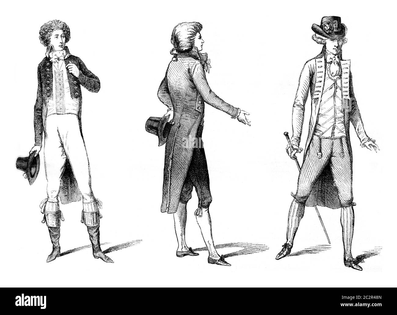 Costumi dall'inizio della Rivoluzione, 1789-1790, illustrazione d'epoca incisa. Magasin Pittoresque 1869. Foto Stock