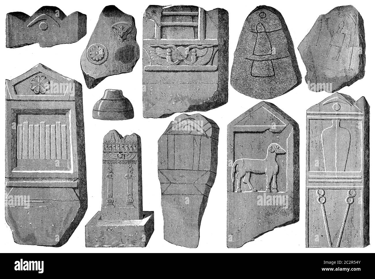 Antichità fenicio, illustrazione d'epoca incisa. Le Tour du Monde, Travel Journal, (1872). Foto Stock