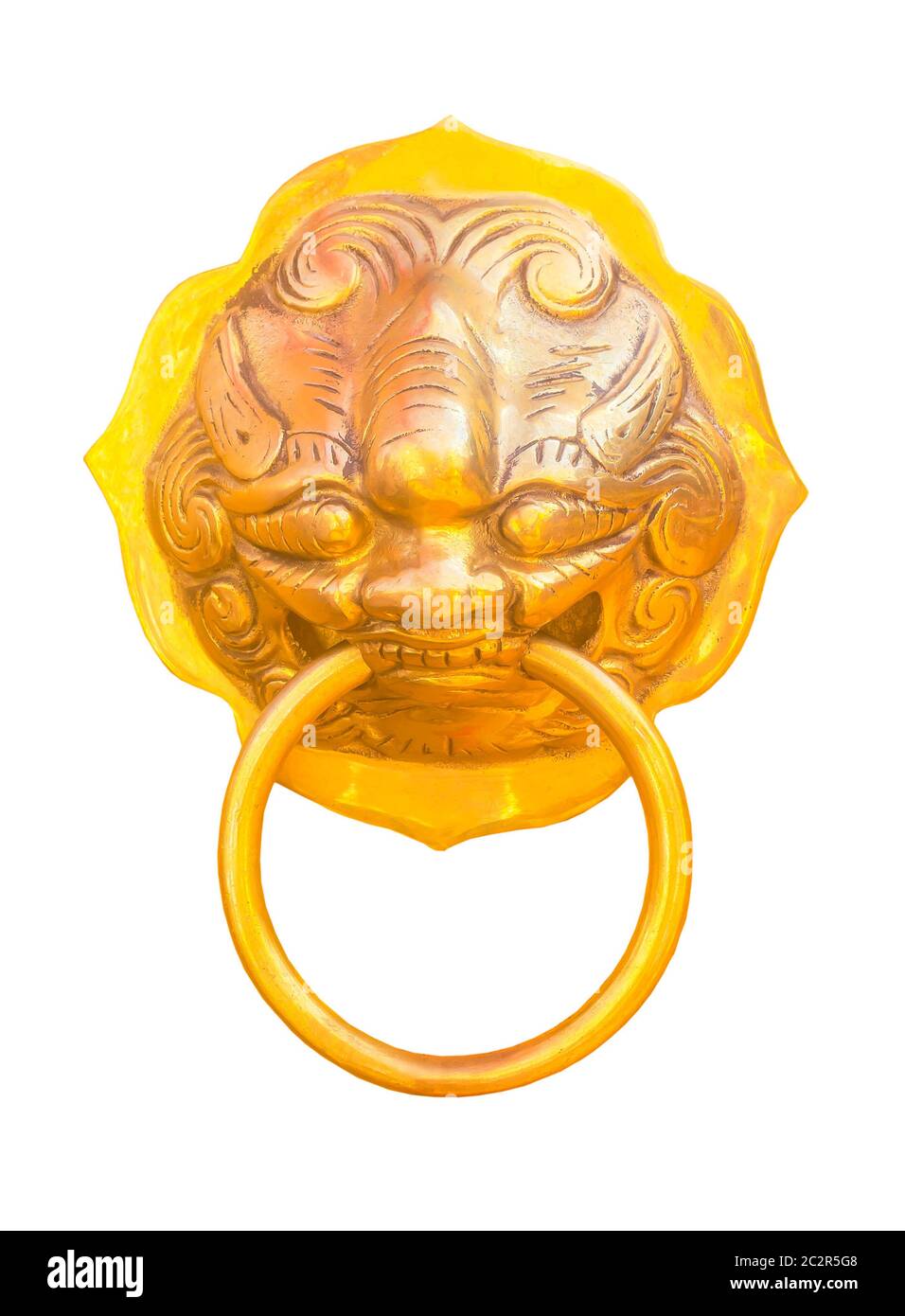 Battente leone isolato su bianco con percorso di aggancio Foto Stock