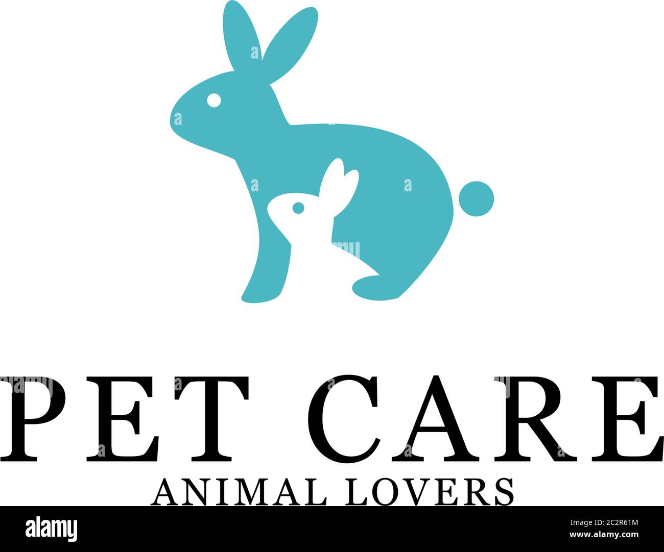 Pet care logo design di ispirazione creativa, coniglio vettore logo Illustrazione Vettoriale