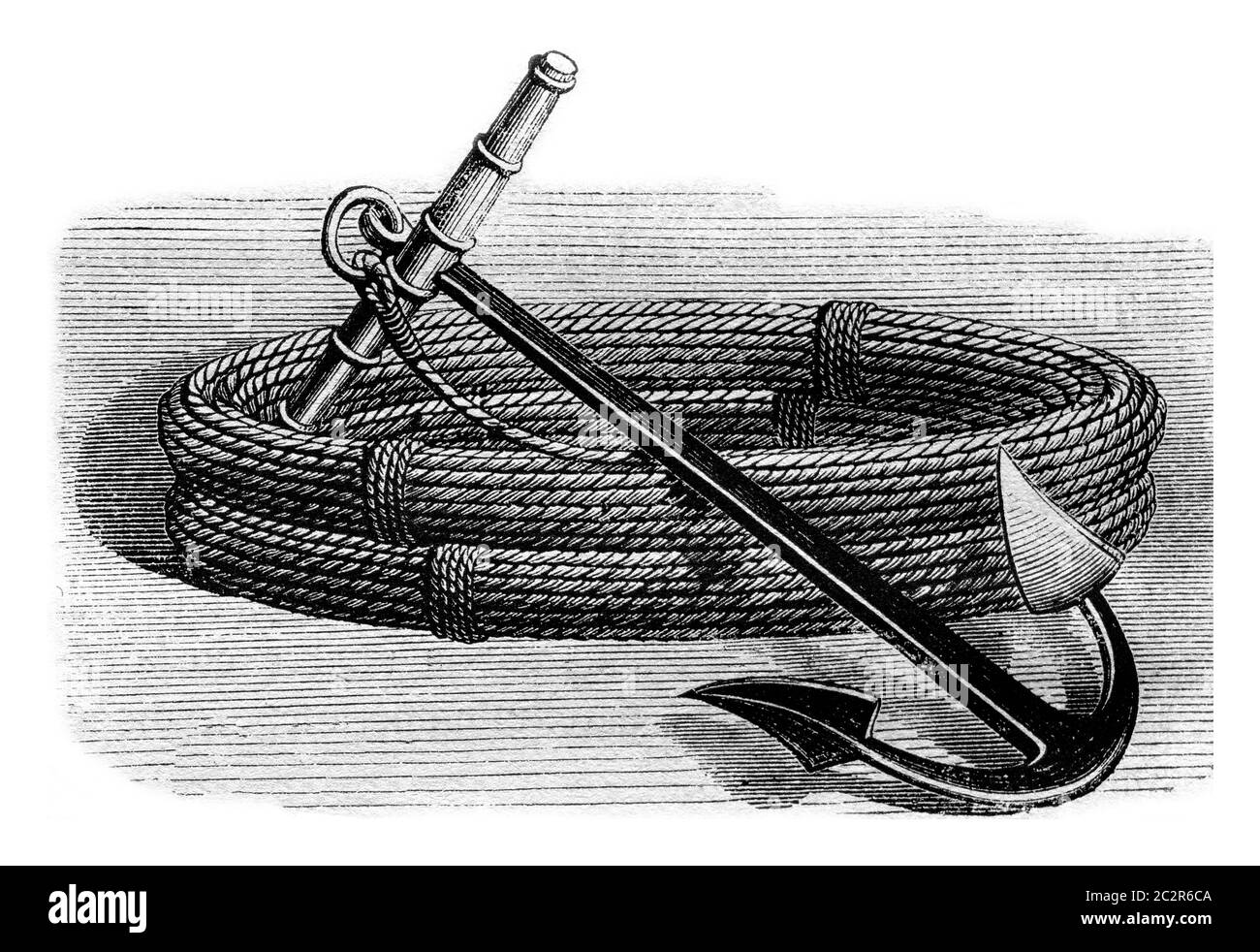 Tassello a palloncino, illustrazione vintage incisa. Magasin Pittoresque 1870. Foto Stock