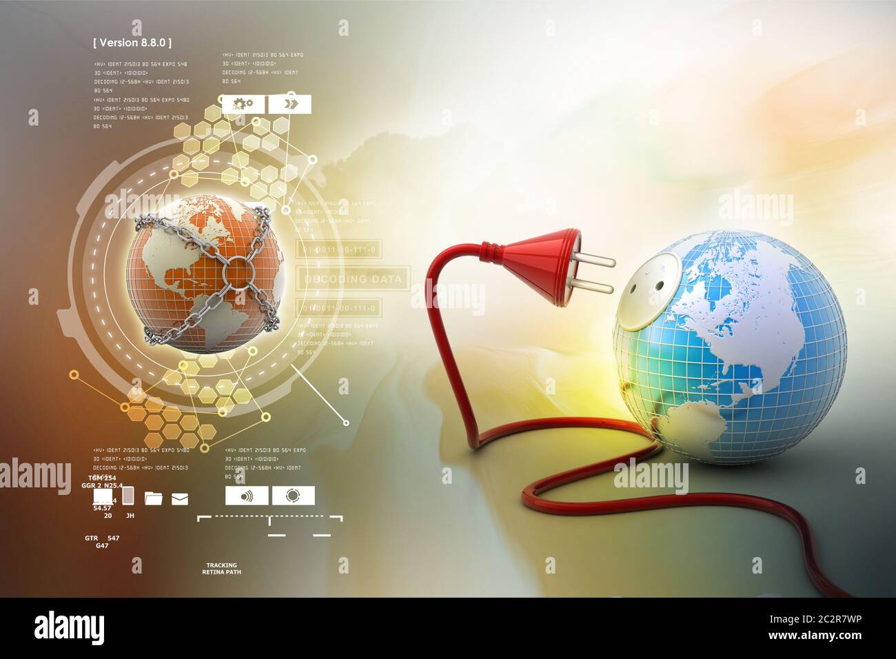 Globo terrestre con cavo di alimentazione Foto Stock