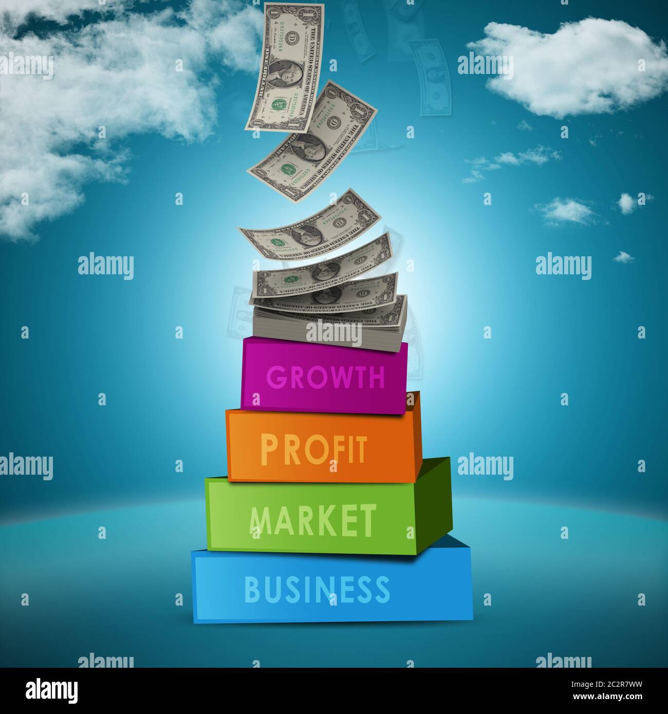 Pila di US Federal Reserve Note Foto Stock