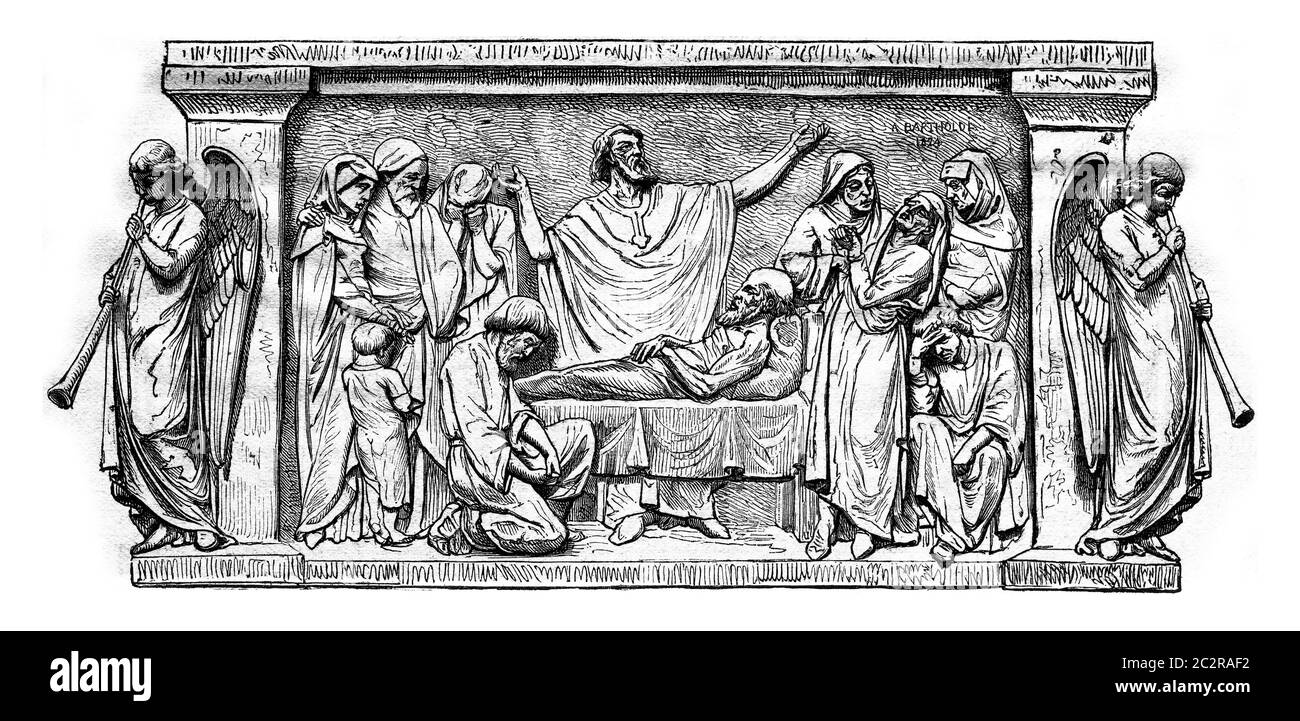 Extreme Unction, illustrazione vintage incisa. Magasin Pittoresque 1876. Foto Stock