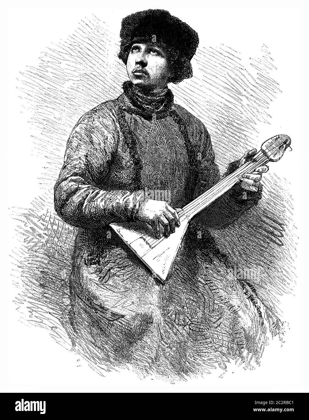 Villaggio musicista, illustrazione d'epoca incisa. Le Tour du Monde, Travel Journal, (1872). Foto Stock