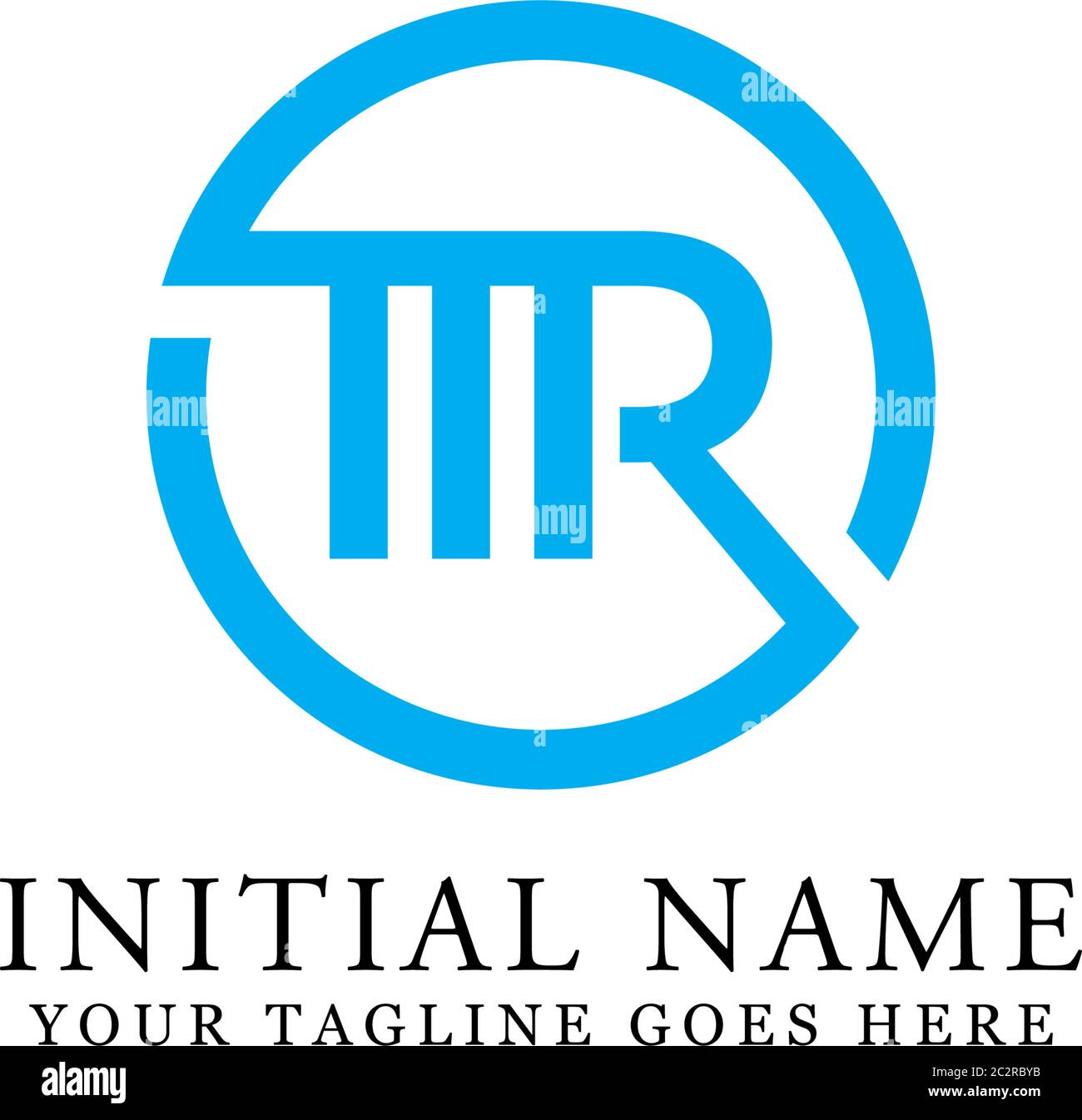 Design del logo MR Blue Circle, idea iniziale del logo MR Illustrazione Vettoriale