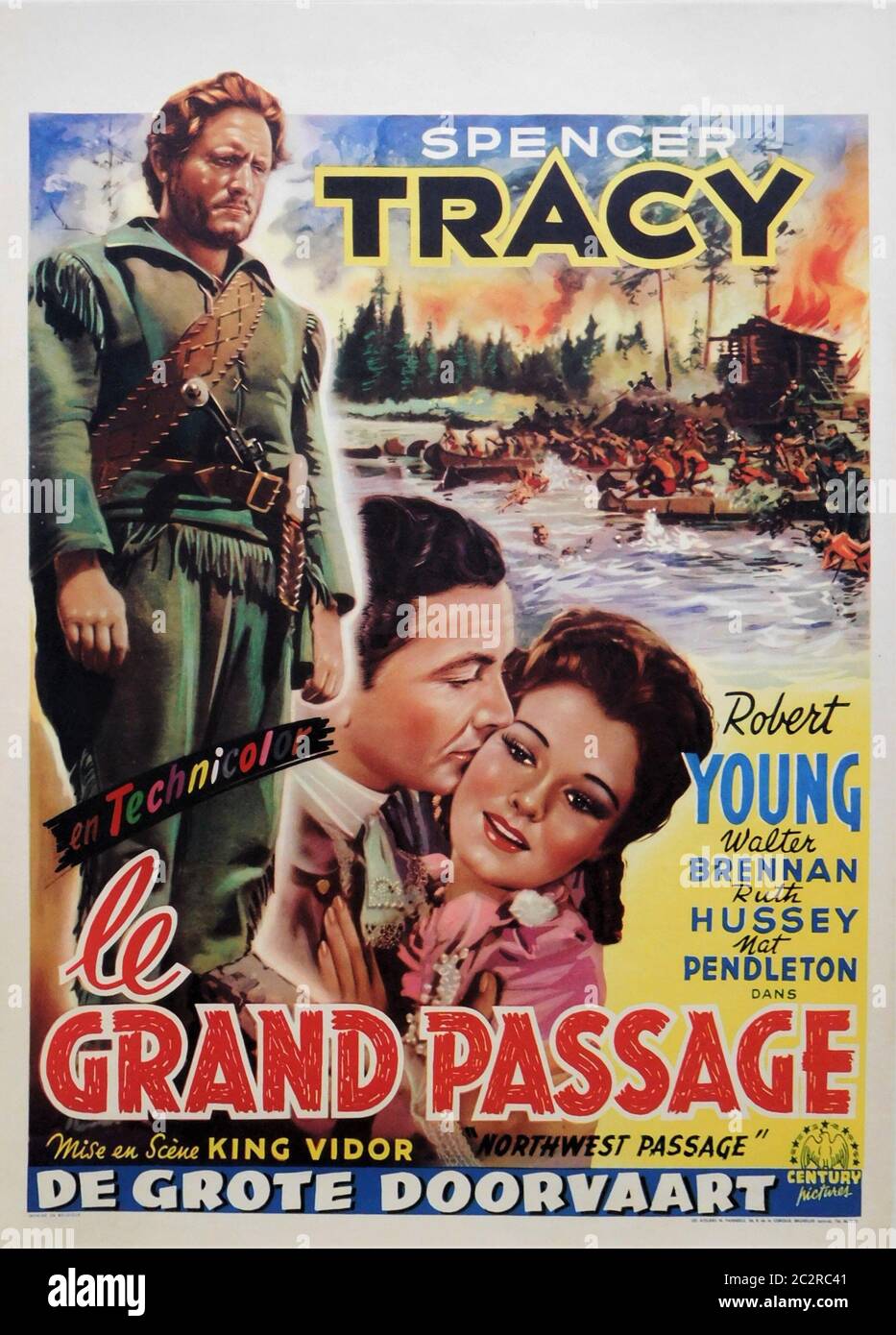 SPENCER TRACY ROBERT YOUNG e RUTH HUSSEY in NORTHWEST PASSAGE ( Book One - Rogers' Rangers) 1940 regista RE VIDOR romanzo Kenneth Roberts Metro Goldwyn Mayer Foto Stock