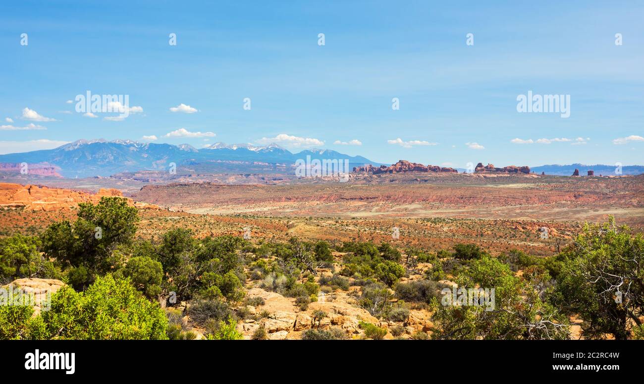 Montagne di pietra in valle. Fauna selvatica nella valle del deserto. Foto Stock