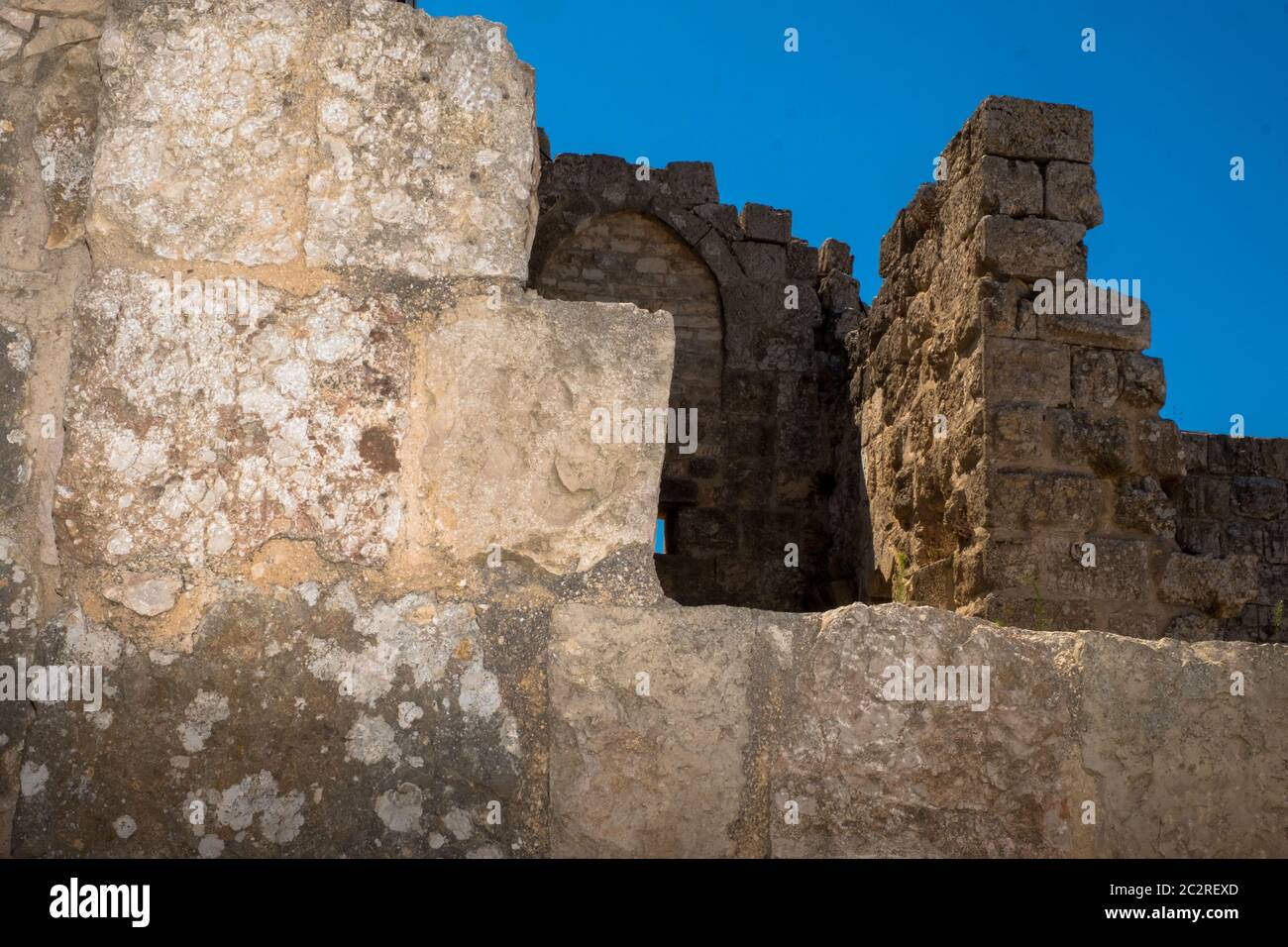 Il castello di Ajloun nel nord-ovest della Giordania. Paesi arabi e crociati fort. Foto Stock
