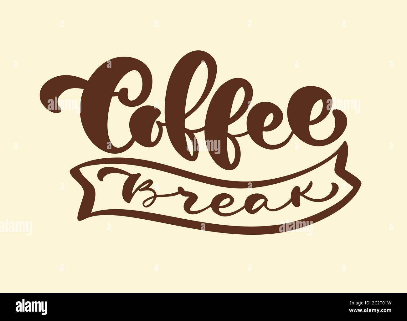 Scritta stilizzata a mano Coffee Break Hipster scritta stilizzata vintage isolata su sfondo marrone. La frase vettoriale sul tema del caffè è Illustrazione Vettoriale
