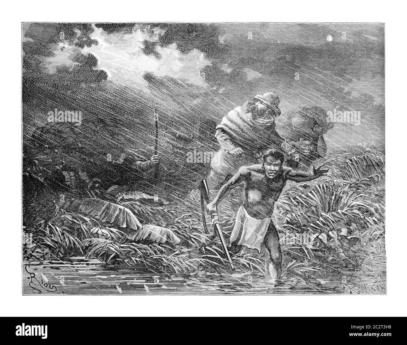 xxxxx, disegno di Riou da un disegno del Dr. Crevaux, illustrazione vintage incisa. Le Tour du Monde, Travel Journal, 1881 Foto Stock