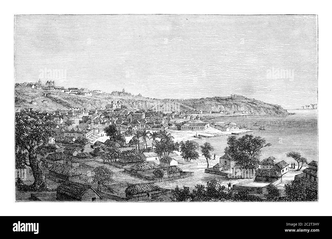 Luanda in Angola, Africa, disegno di Monteiro, illustrazione d'epoca incisa. Le Tour du Monde, Travel Journal, 1881 Foto Stock