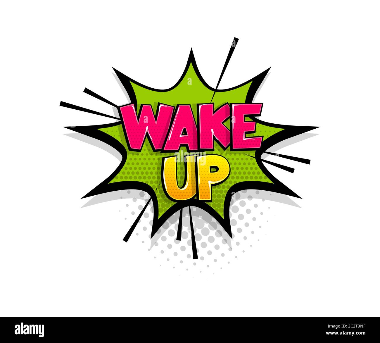 Fumetto Wake Up discorso bolla pop art stile Illustrazione Vettoriale