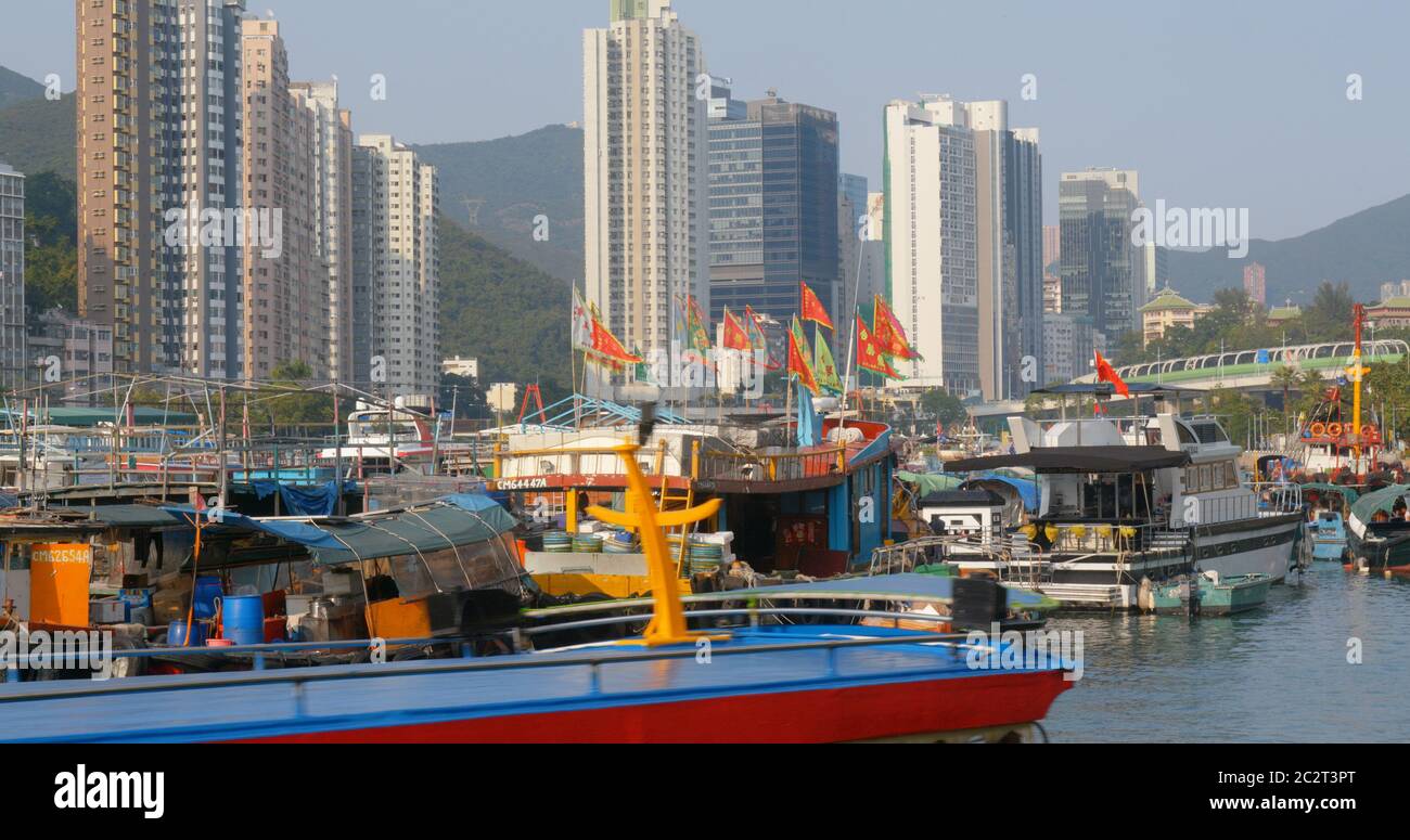 Aberdeen, Hong Kong 12 maggio 2019: Porto di pescatori di Hong Kong Foto Stock