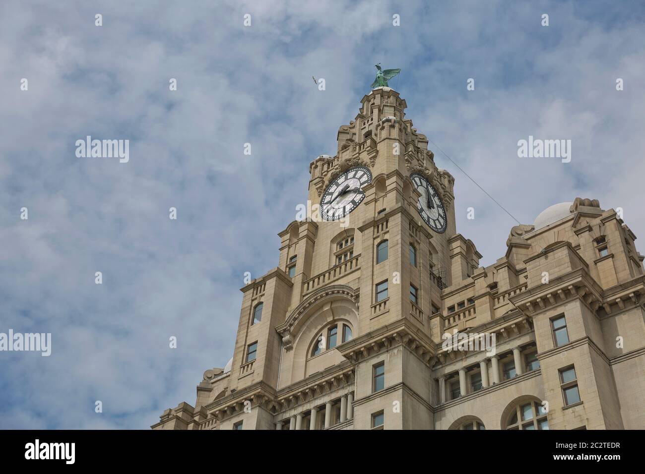 Edificio storico del fegato e Torre dell'orologio di Liverpool, Liverpool, Inghilterra, Regno Unito Foto Stock