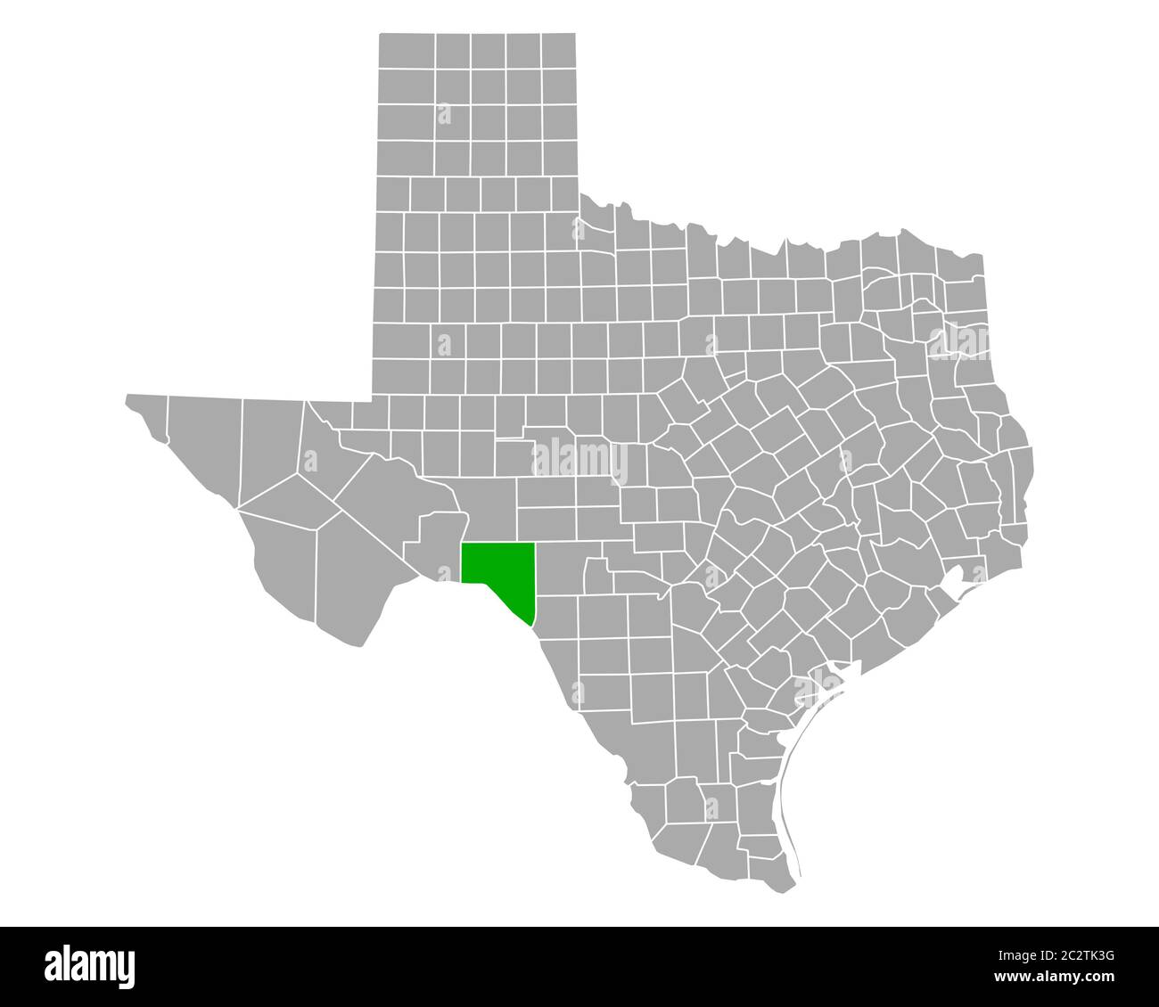 Val Verde sulla mappa di Texas Foto Stock