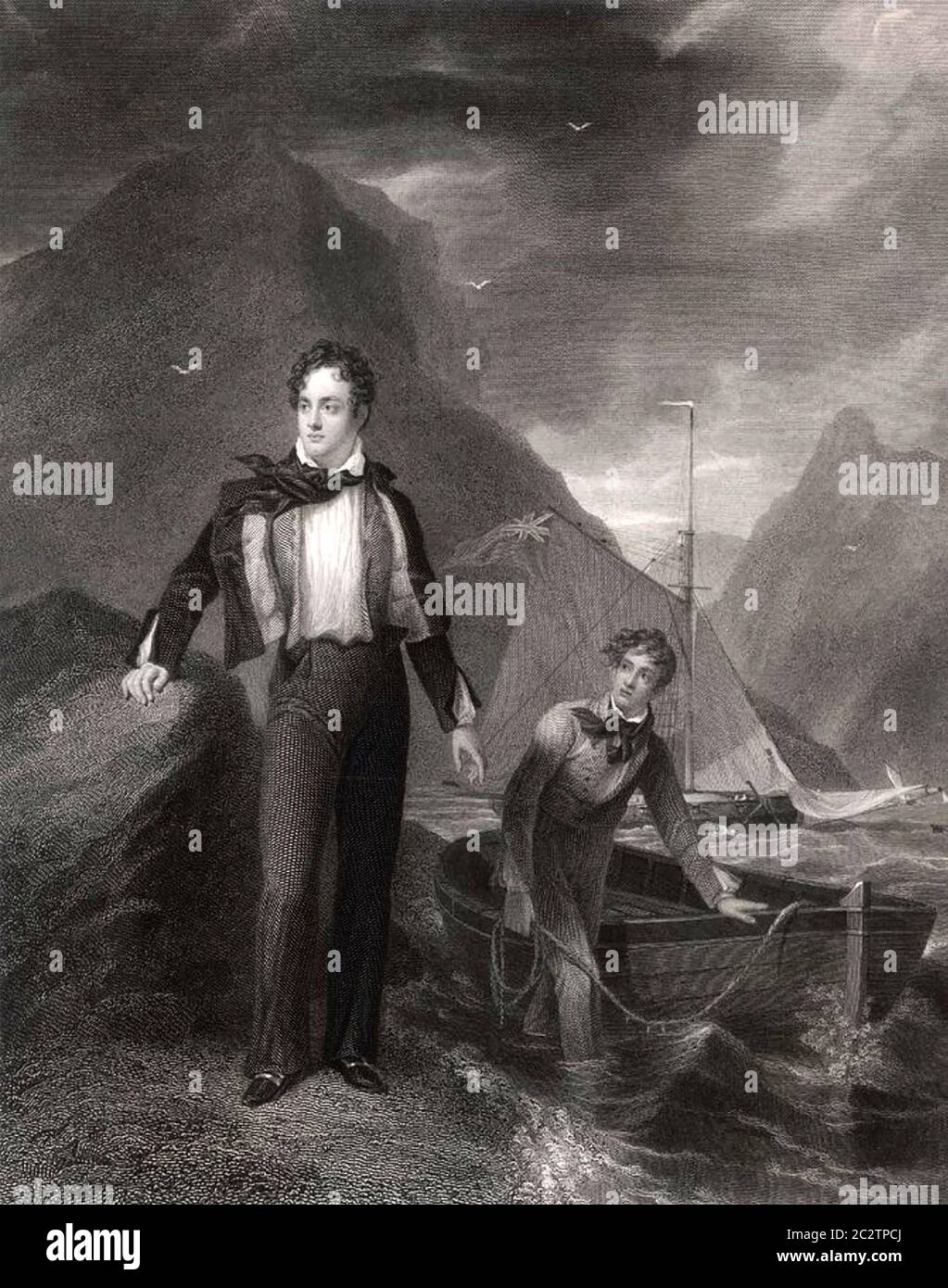 LORD BYRON (1788-1824) poeta e politico inglese in un 1830 illustrazione del libro Foto Stock