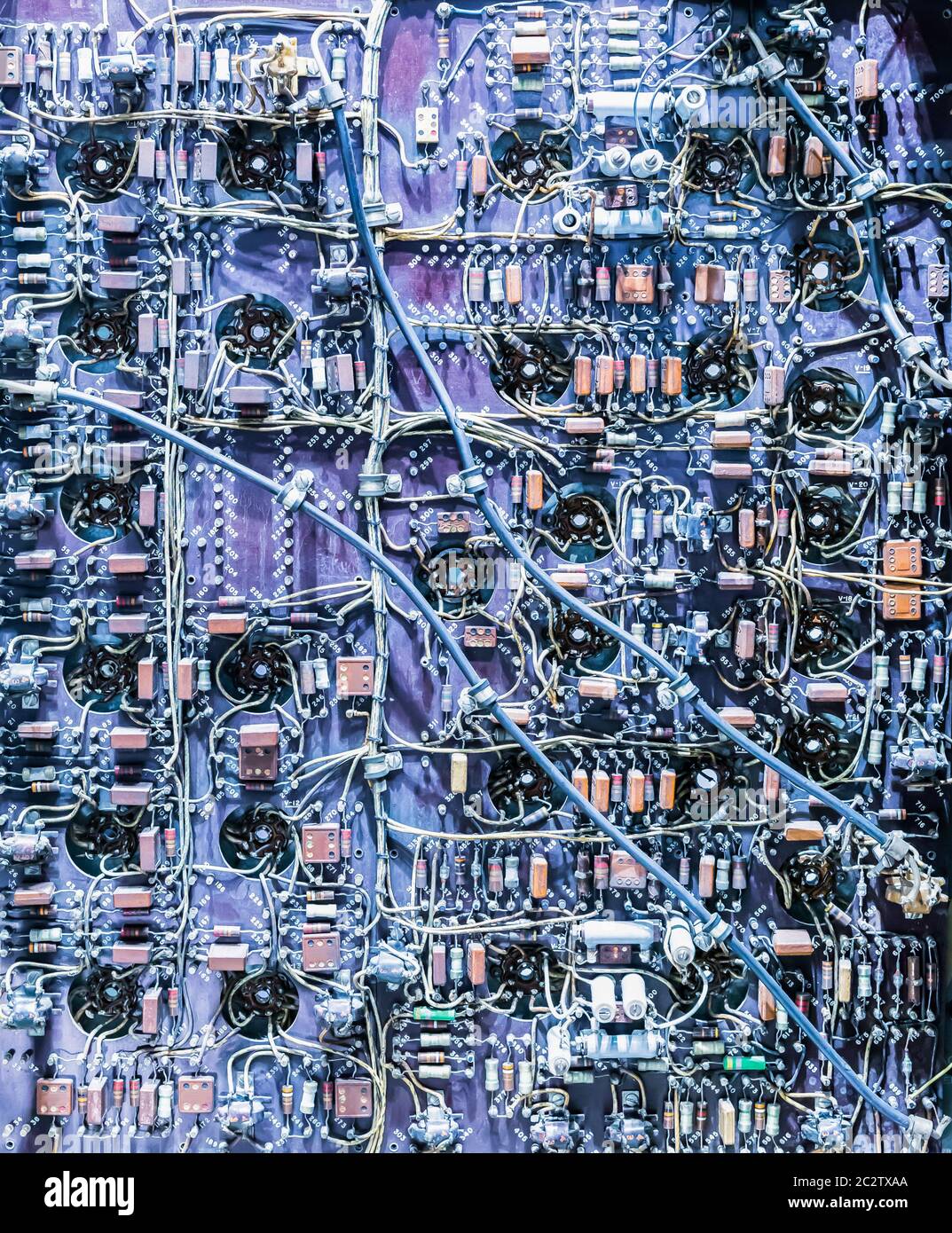 Mostra di primo piano sulle tecnologie elettroniche analogiche nel museo dei computer negli Stati Uniti Foto Stock