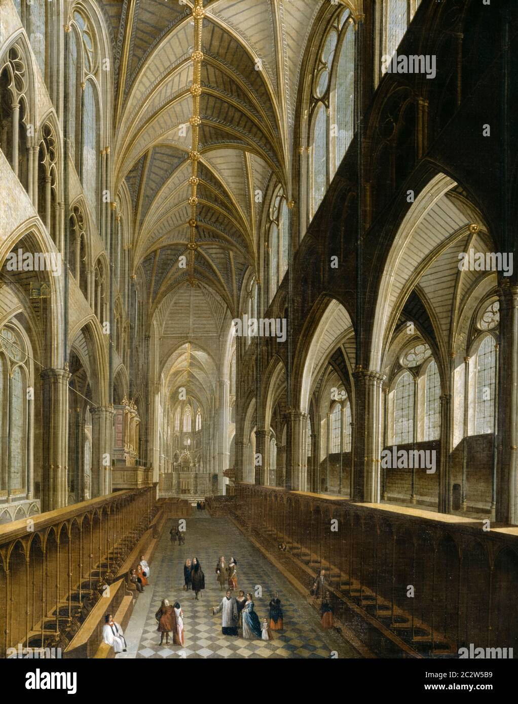 L'interno dell'abbazia di Westminster, dipinto da artista sconosciuto, circa 1714 Foto Stock