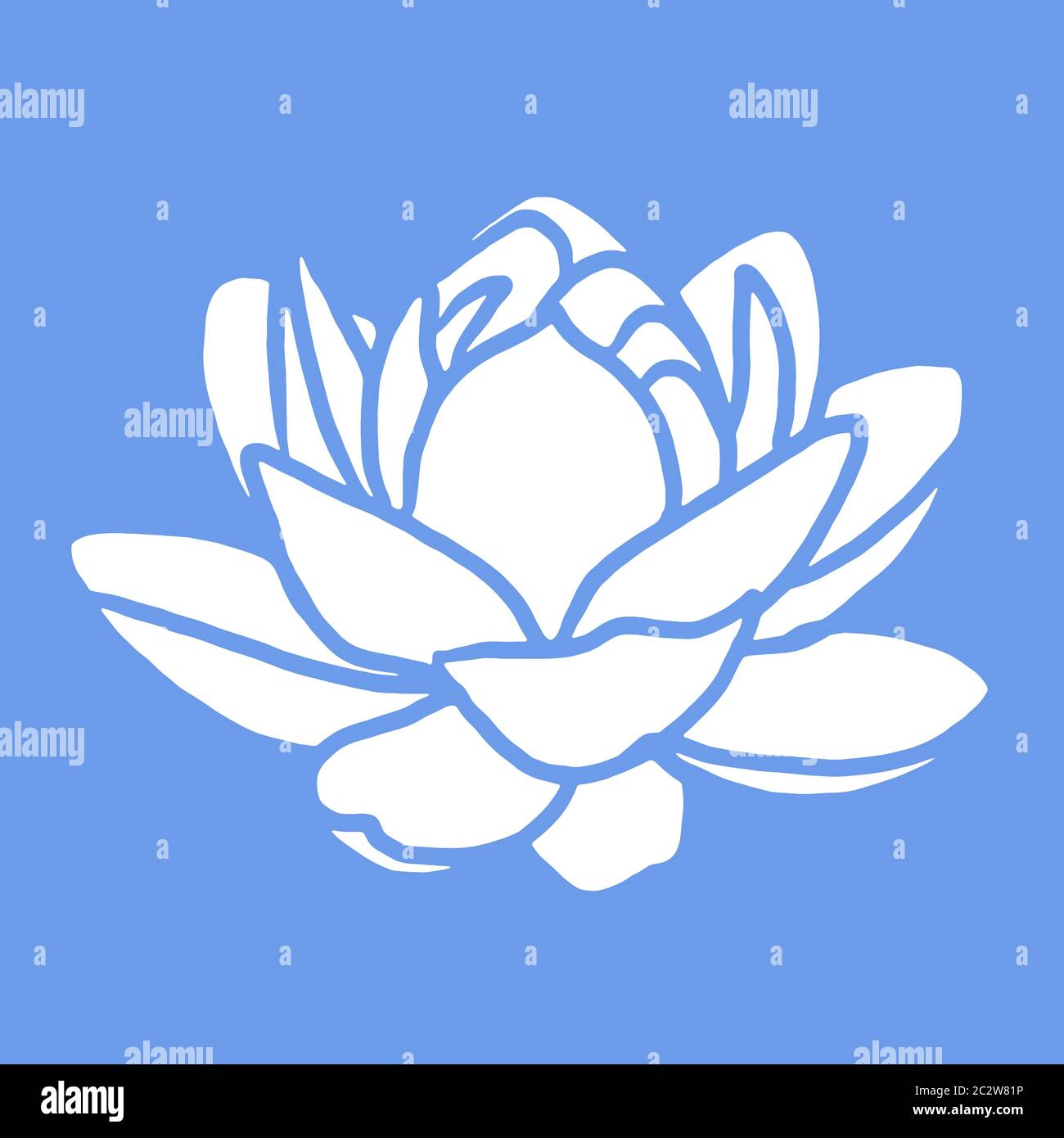 un moderno design di fiori di loto blu e bianco Foto Stock