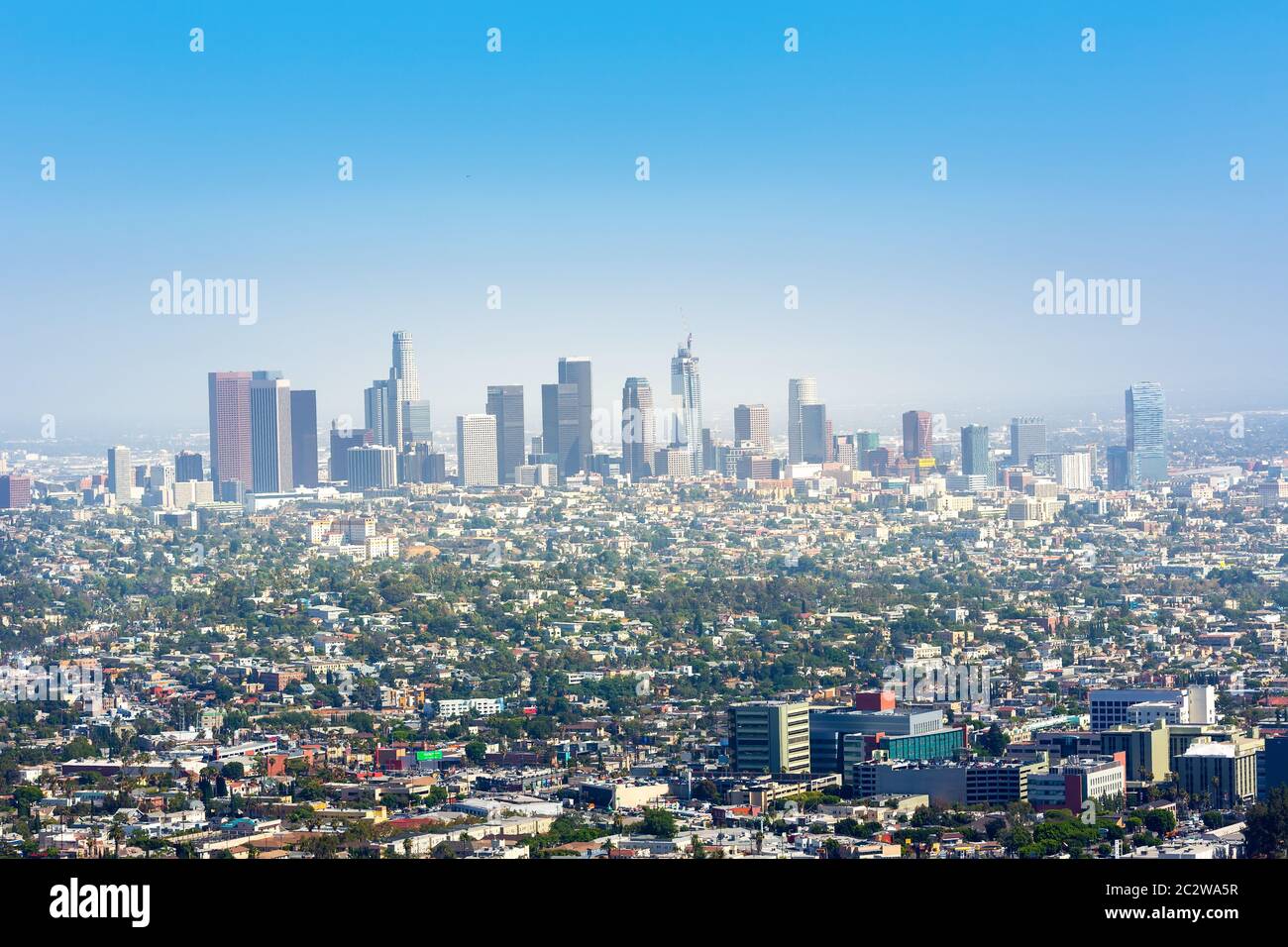 Cielo blu sul centro di Los Angeles, California USA Foto Stock
