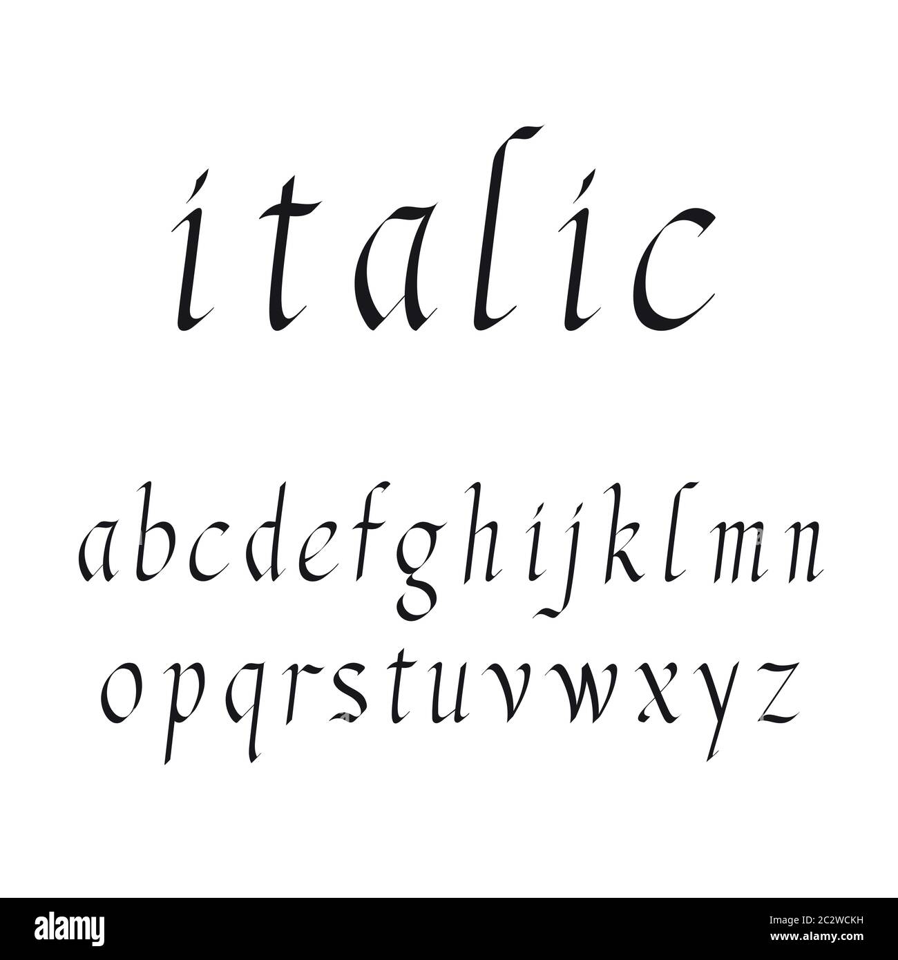 Elegante illustrazione vettoriale dei font in corsivo. Set di lettere  minuscole nere decorative uniche su sfondo bianco. Alfabeto latino in  simbolico di design Immagine e Vettoriale - Alamy