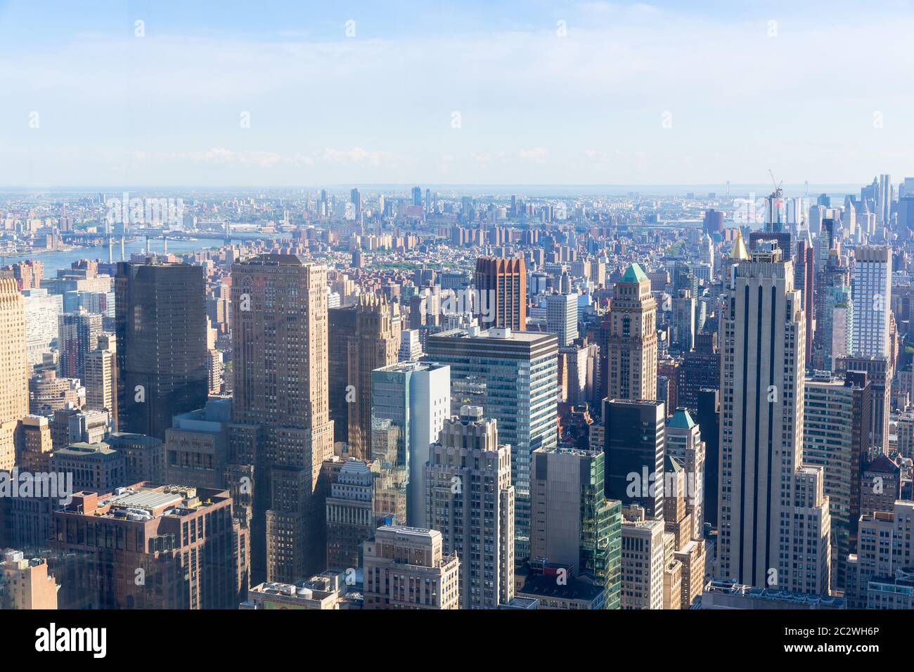 Manhattan skyline del centro con grattacieli, panorama, New York City USA Foto Stock