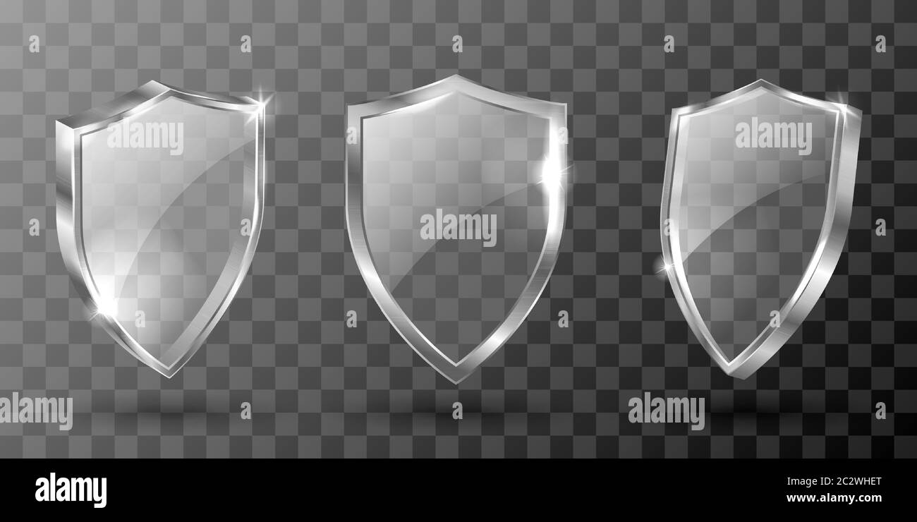 Immagine vettoriale realistica con schermatura in vetro. Pannello bianco in vetro acrilico trasparente bianco con riflesso e bagliore, trofeo premio o modello certificato Illustrazione Vettoriale