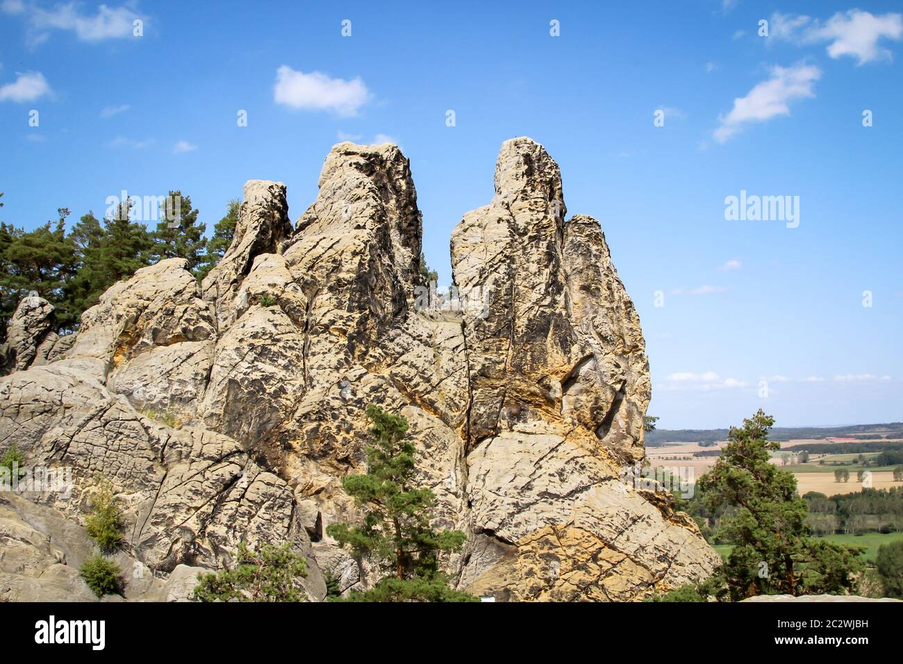 Una roccia nella bassa montagna Harz Foto Stock