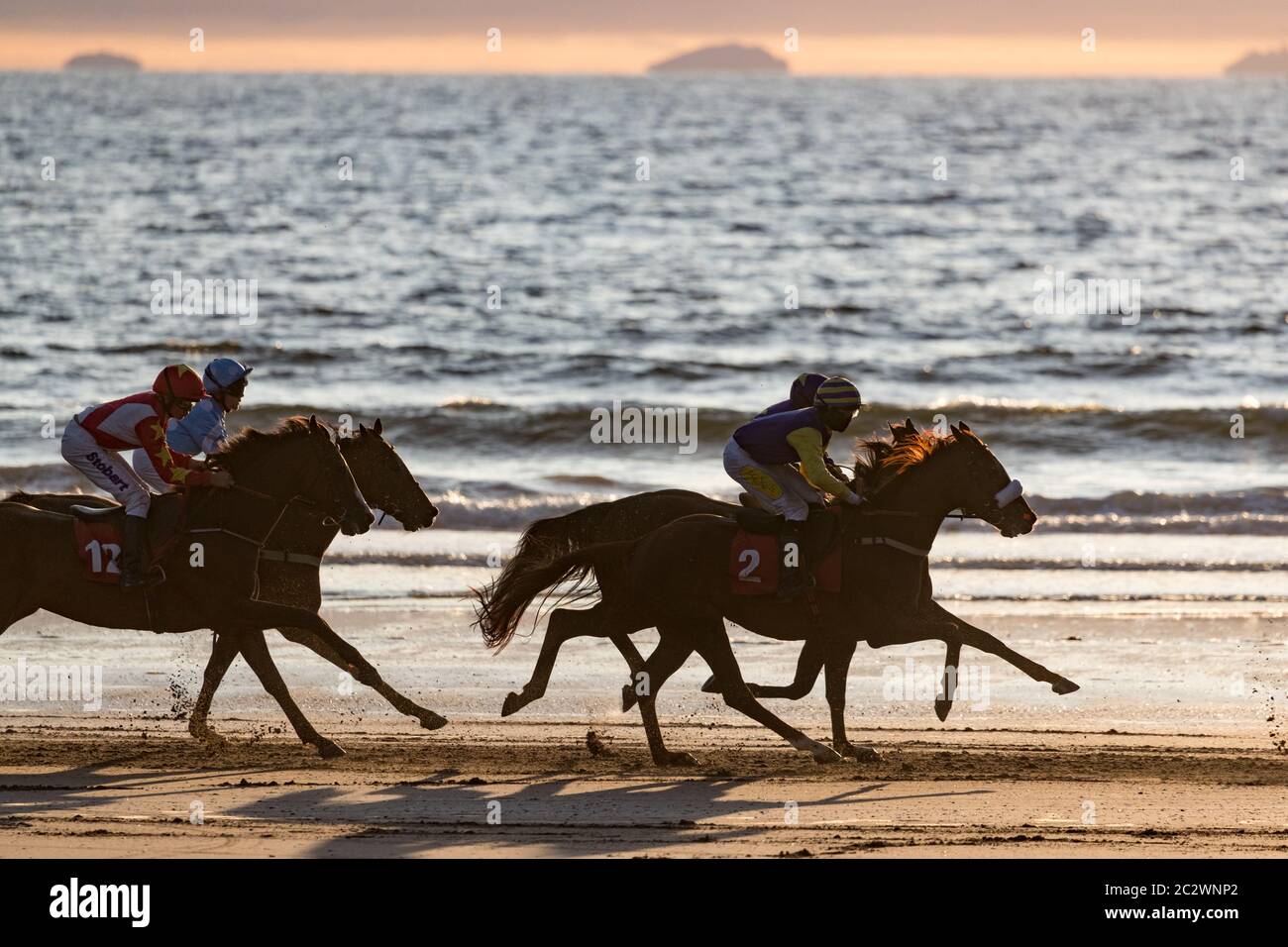 Rossbeigh Beach, Irlanda - 25 agosto 2019: Corse di cavalli a Rossbeigh Beach nella contea di Kerry, Glenbeigh Festival & Races si svolge ogni anno al th Foto Stock