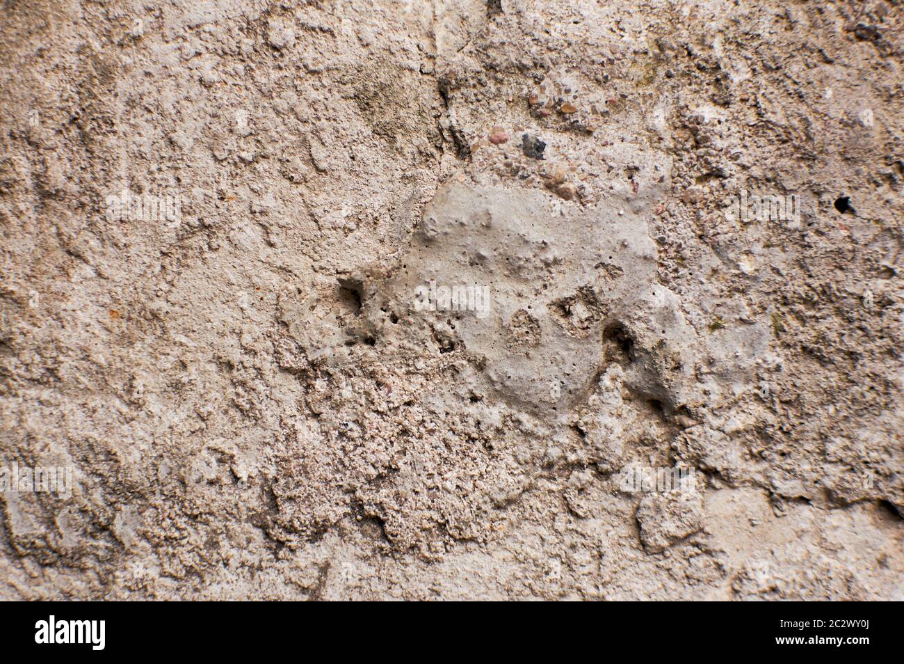 La struttura di cemento. Un pezzo di muro di cemento. Sfondo grigio Foto Stock