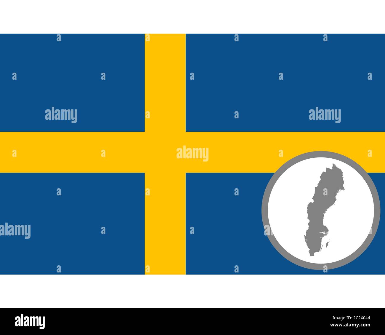 Fahne und Landkarte von Schweden Foto Stock