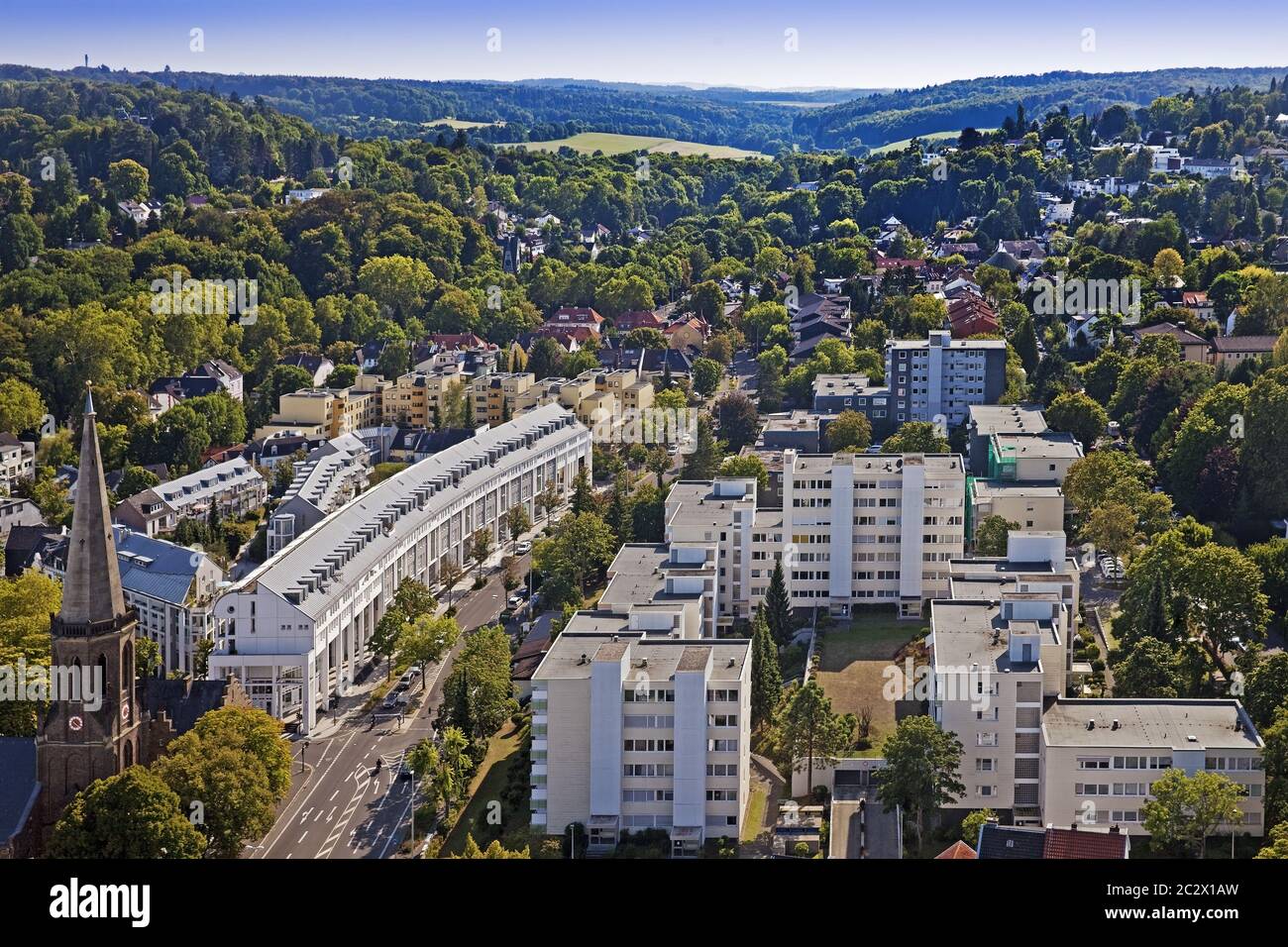 Vista dal castello di Godesburg a Bad Godesberg, Bonn, Nord Reno-Westfalia, Germania, Europa Foto Stock