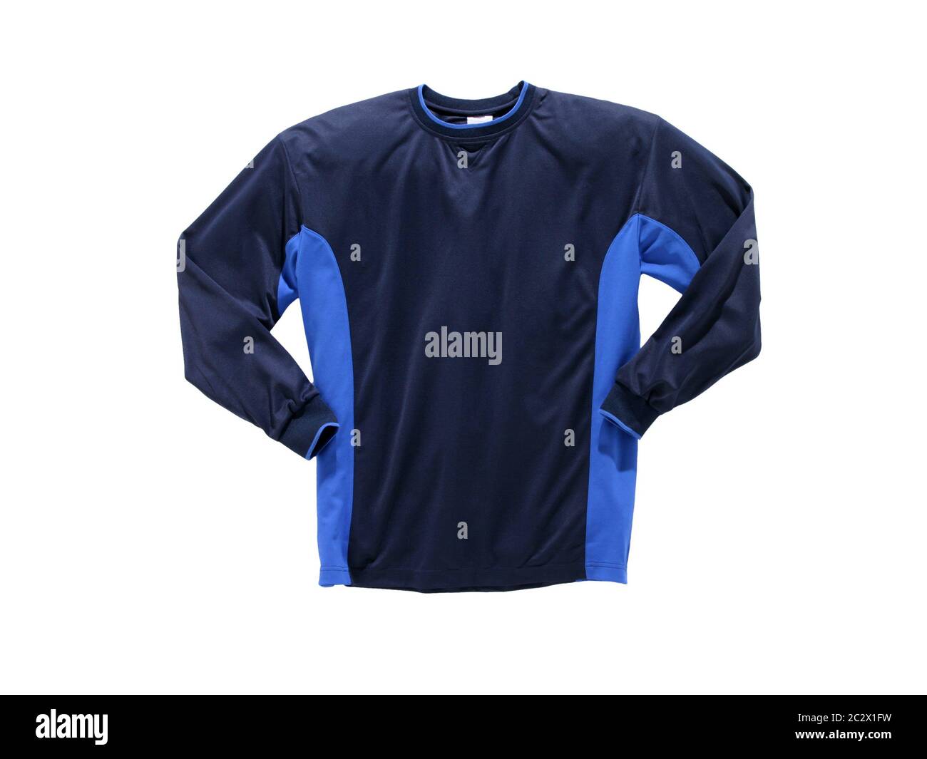 maglia a maniche lunghe blu isolato su bianco Foto Stock
