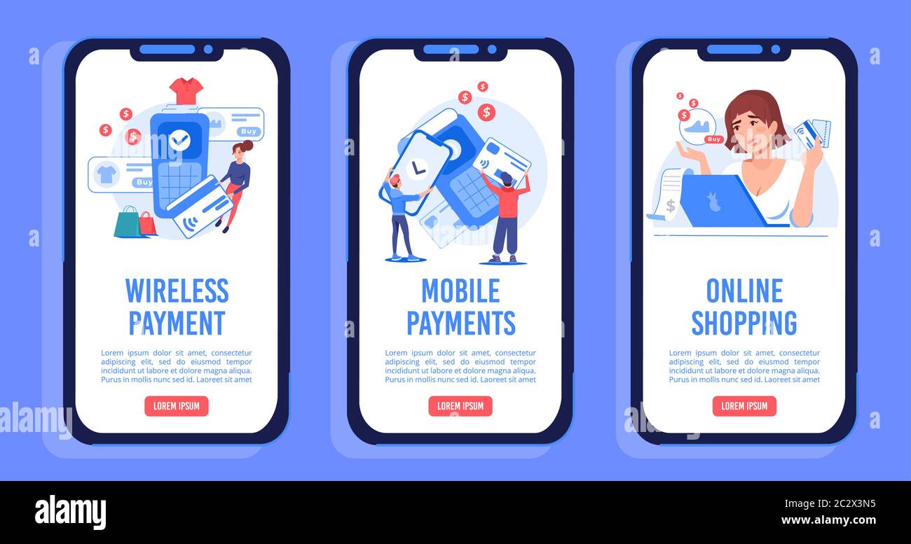 Servizi di negozio online su schermo mobile Illustrazione Vettoriale