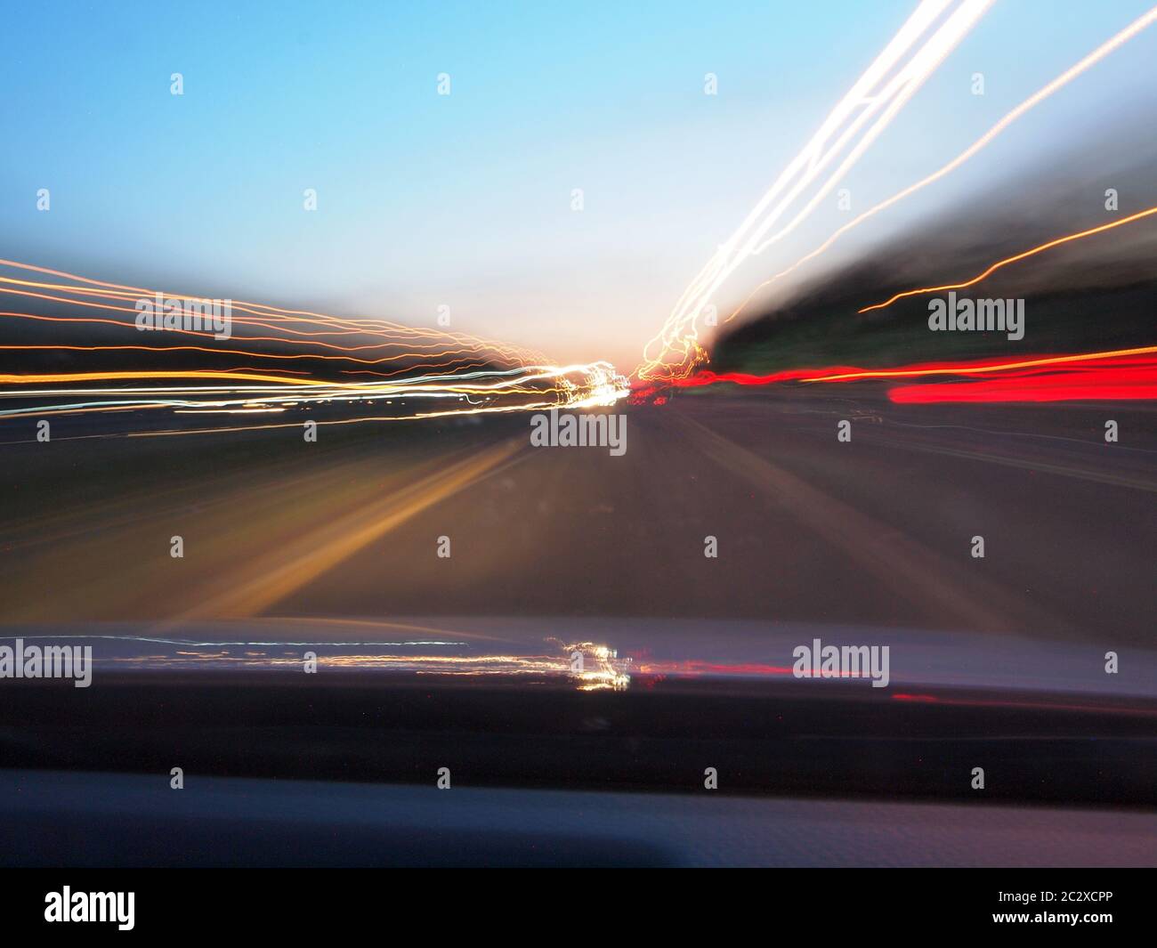 Lunga esposizione lungo una New Jersey Highway Foto Stock
