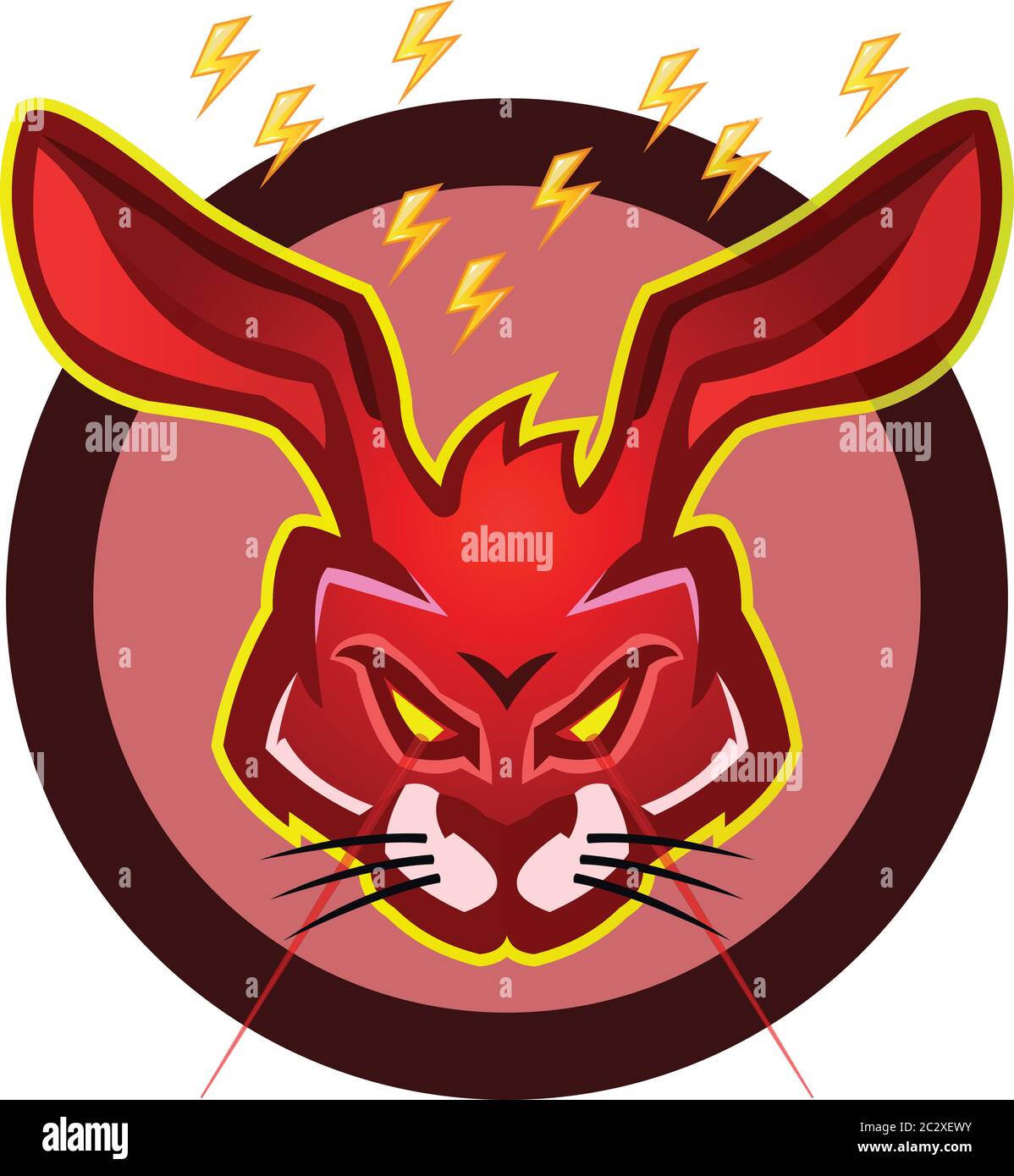 Furioso rosso coniglio logo mascott vettore illustrazione Illustrazione Vettoriale